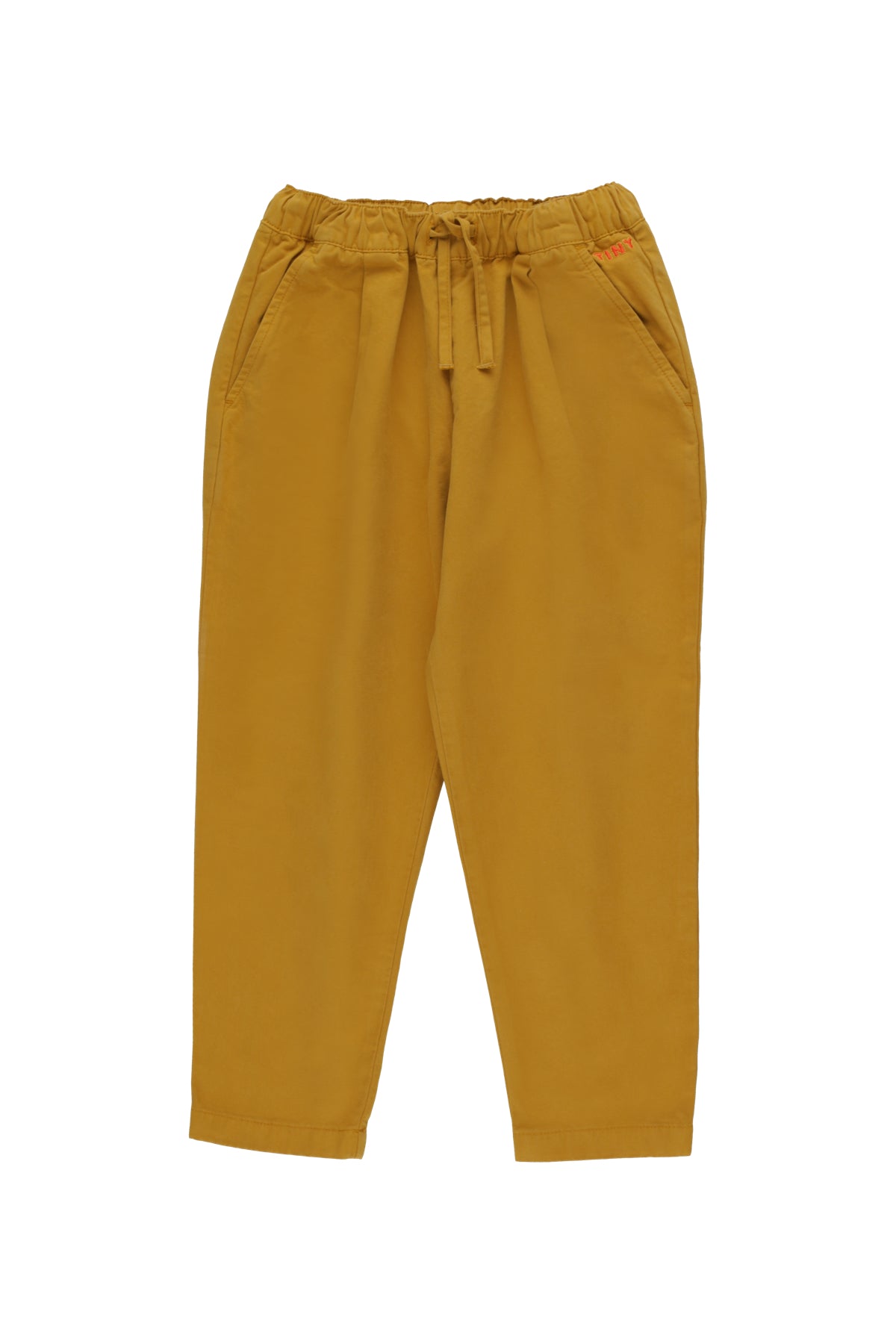 Boys & Girls Mustard Solid Pleated Cotton Pants