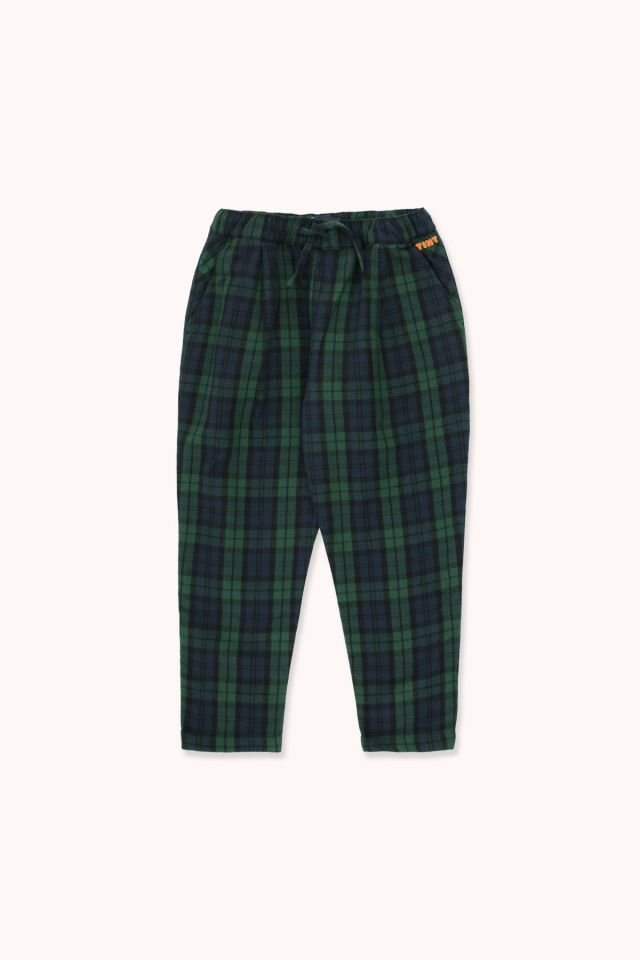 Boys & Girls Dark Green Check Trousers