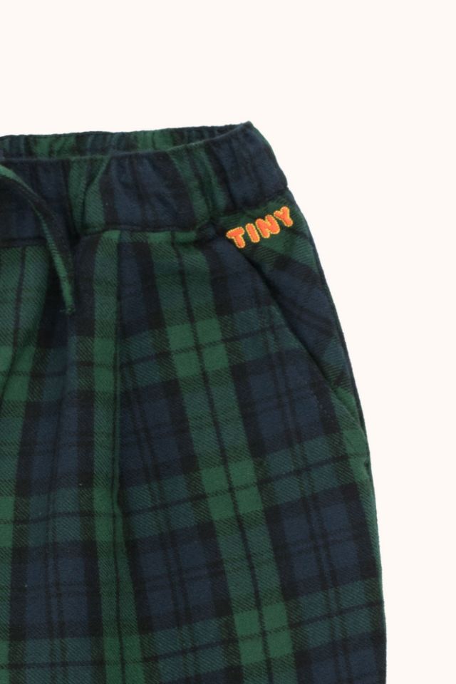 Boys & Girls Dark Green Check Trousers