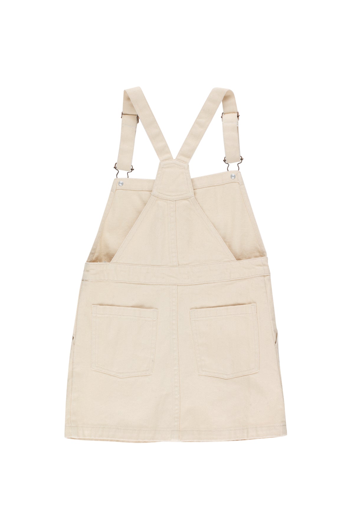 Girls Cream Solid Cotton Dress