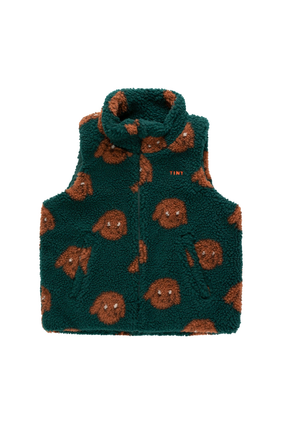 Boys & Girls Dark Green Dog Sherpa Vest