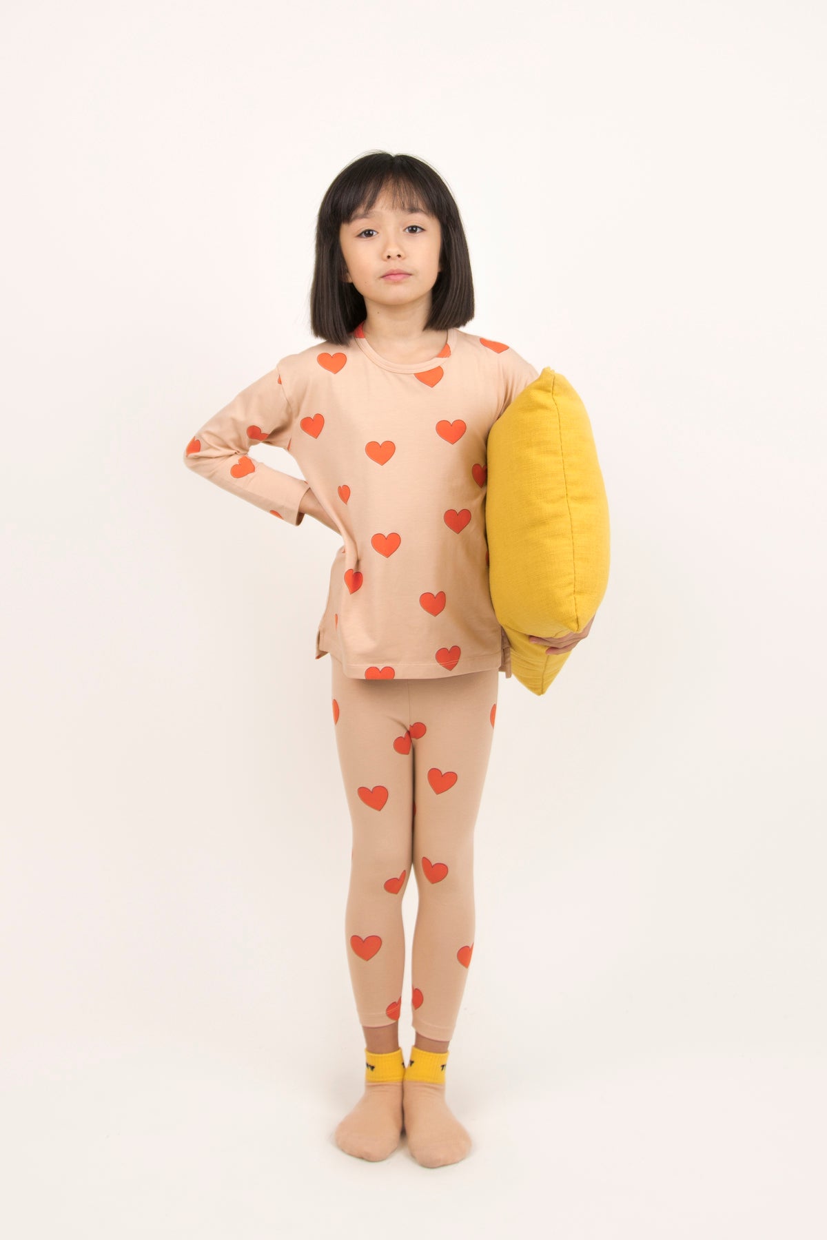 Boys & Girls Light Nude Red Hearts Leggings