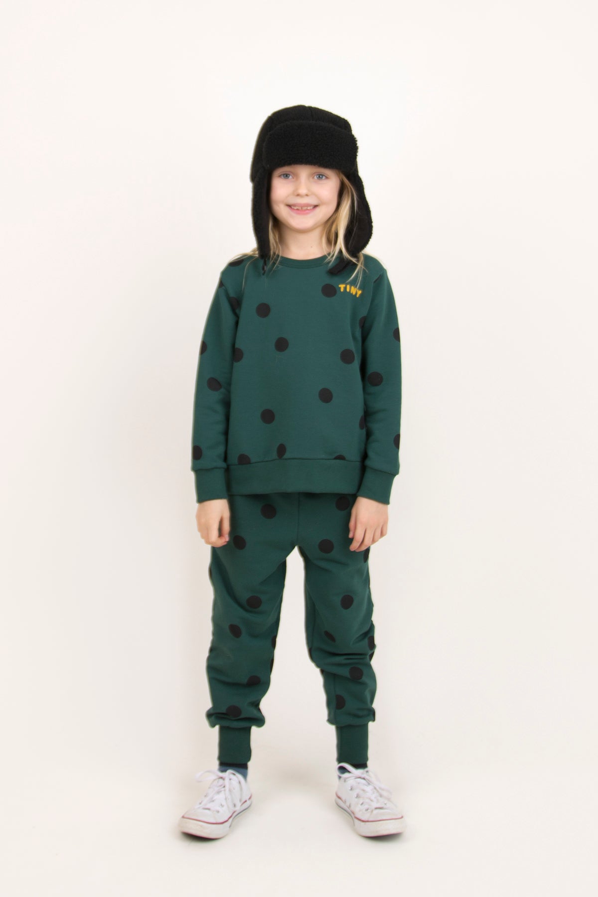 Boys & Girls Dark Green Dots Sweatshirt