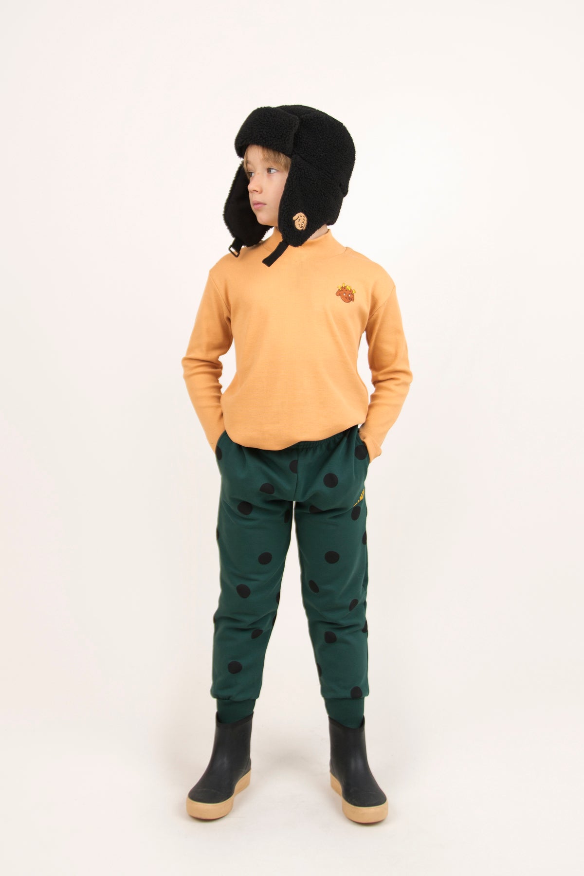 Boys & Girls Mustard Dog Mockneck T-Shirt