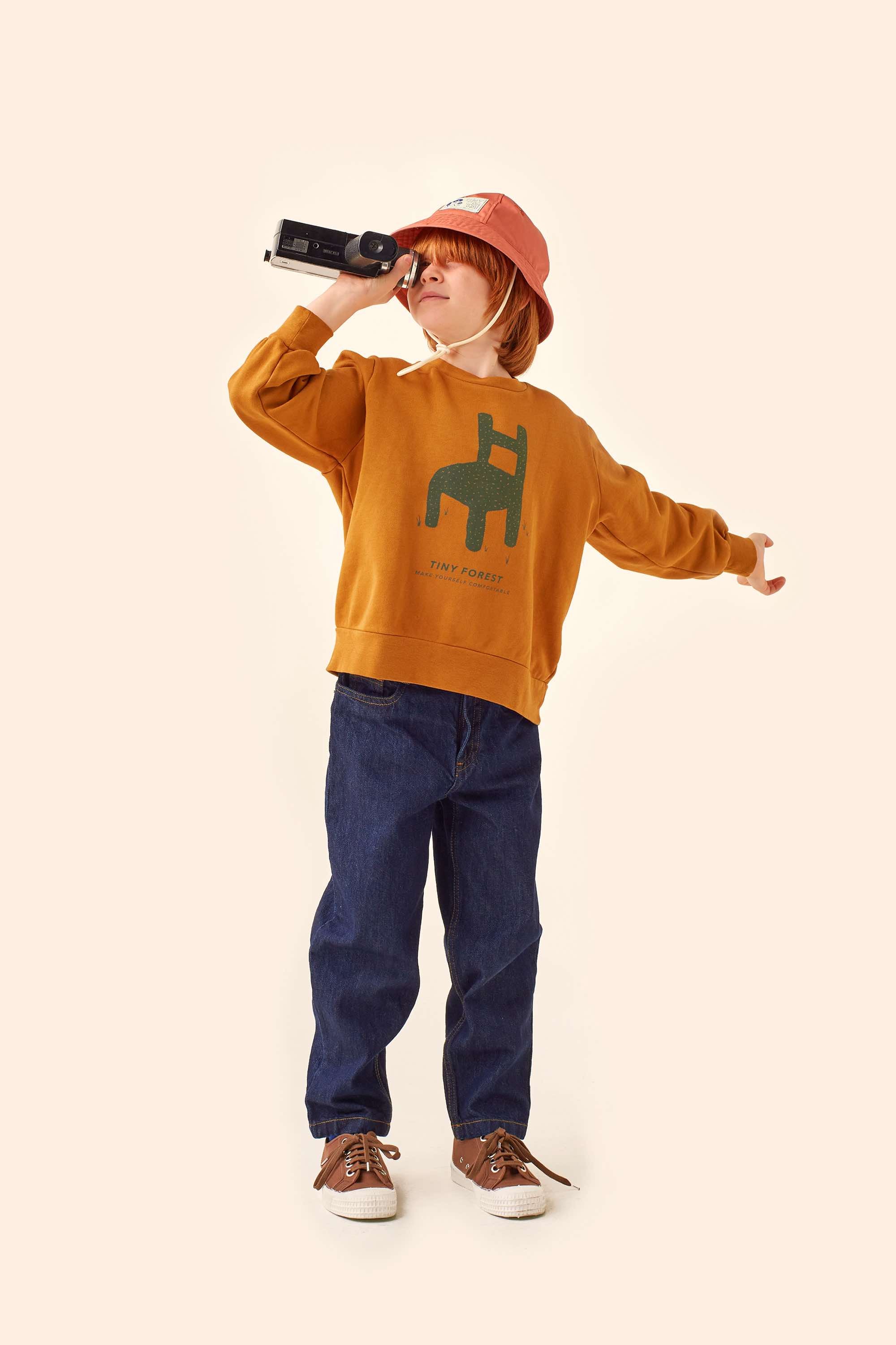Boys & Girls Brown Printed Cotton Sweatshirt