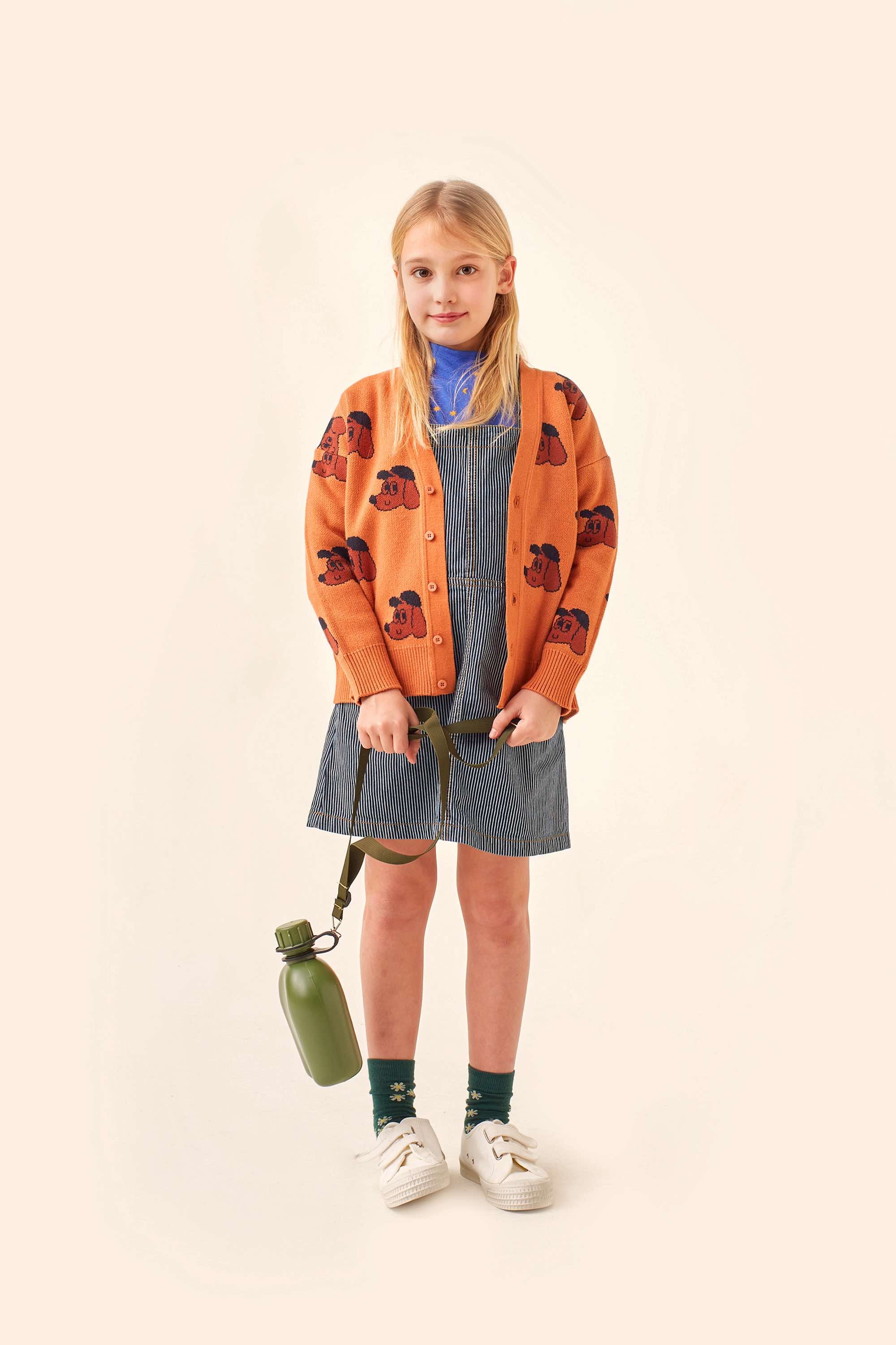 Boys & Girls Brown Dogs Printed Cardigan