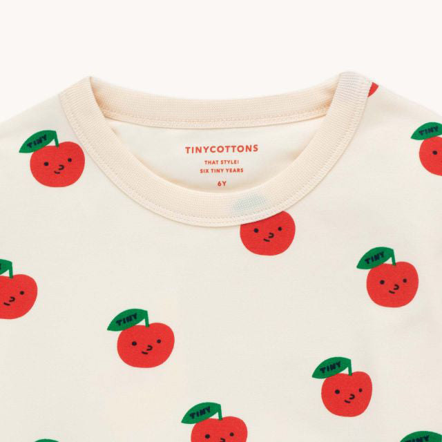 Boys & Girls White Apple Printed Cotton Sweatshirt