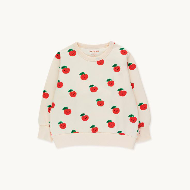 Boys & Girls White Apple Printed Cotton Sweatshirt