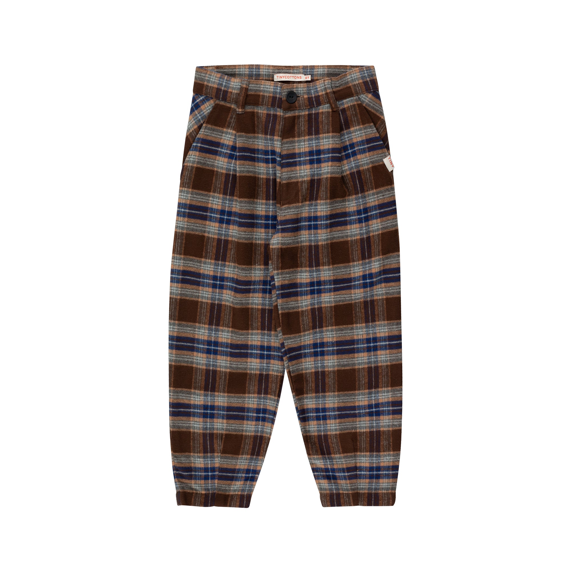 Boys & Girls Mustard Check Cotton Trousers