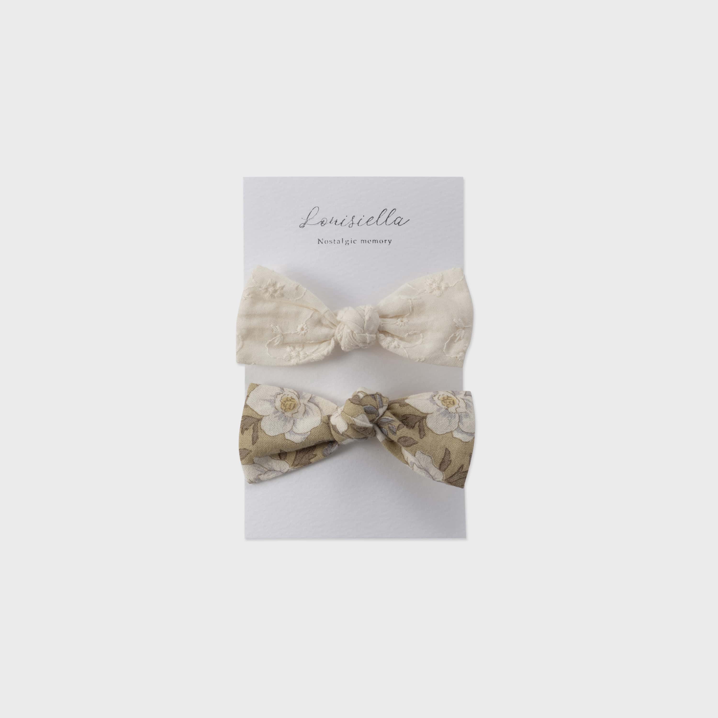 Girls Olive Floral Hair Clips