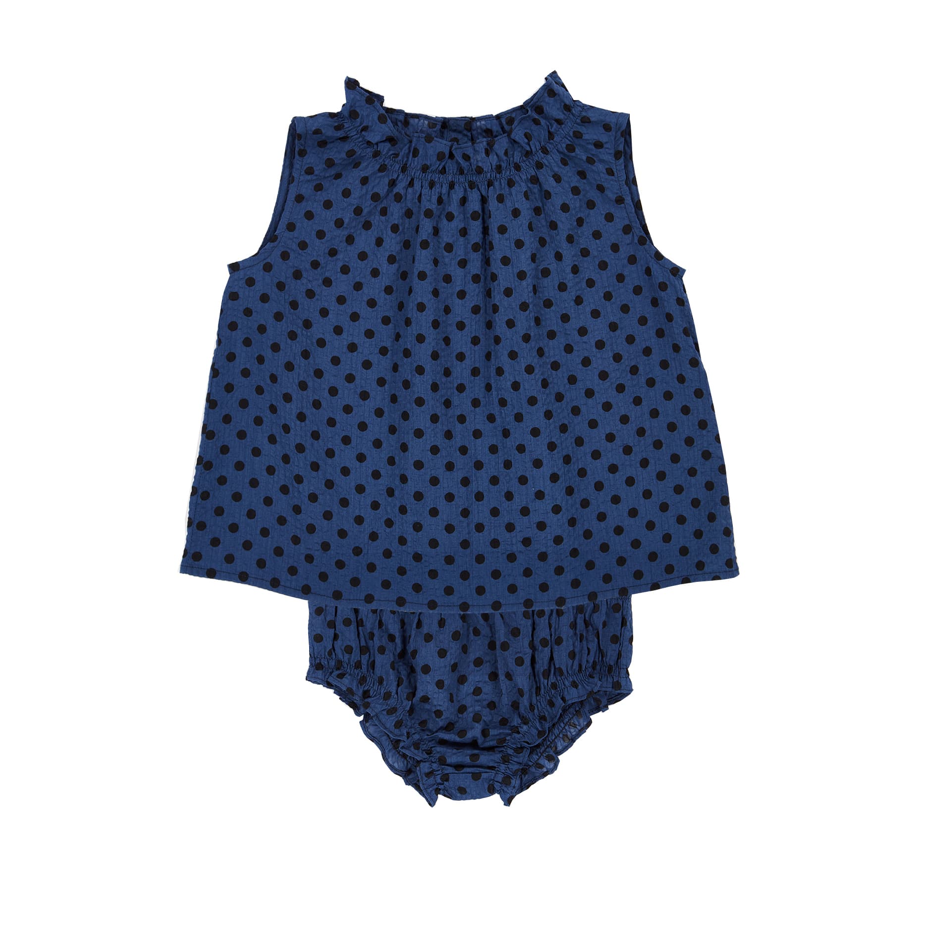Girls Blue Dots Cotton Set