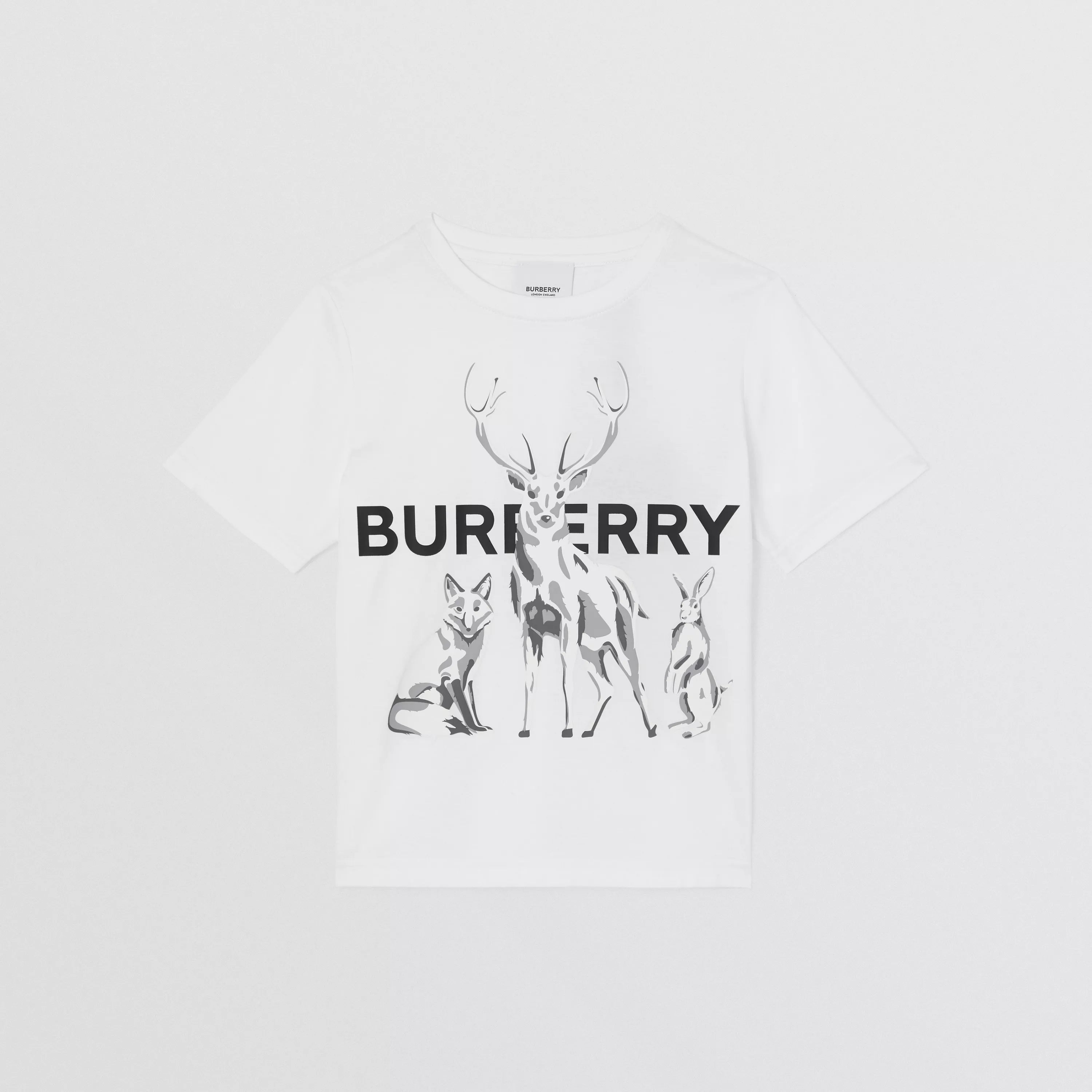 Boys & Girls White Printed Cotton T-Shirt