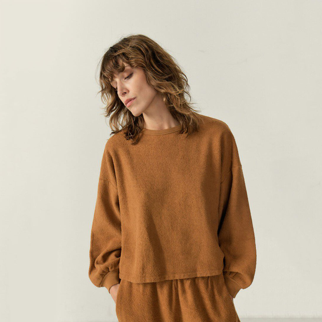 Girls Camel Cotton Sweatshirt