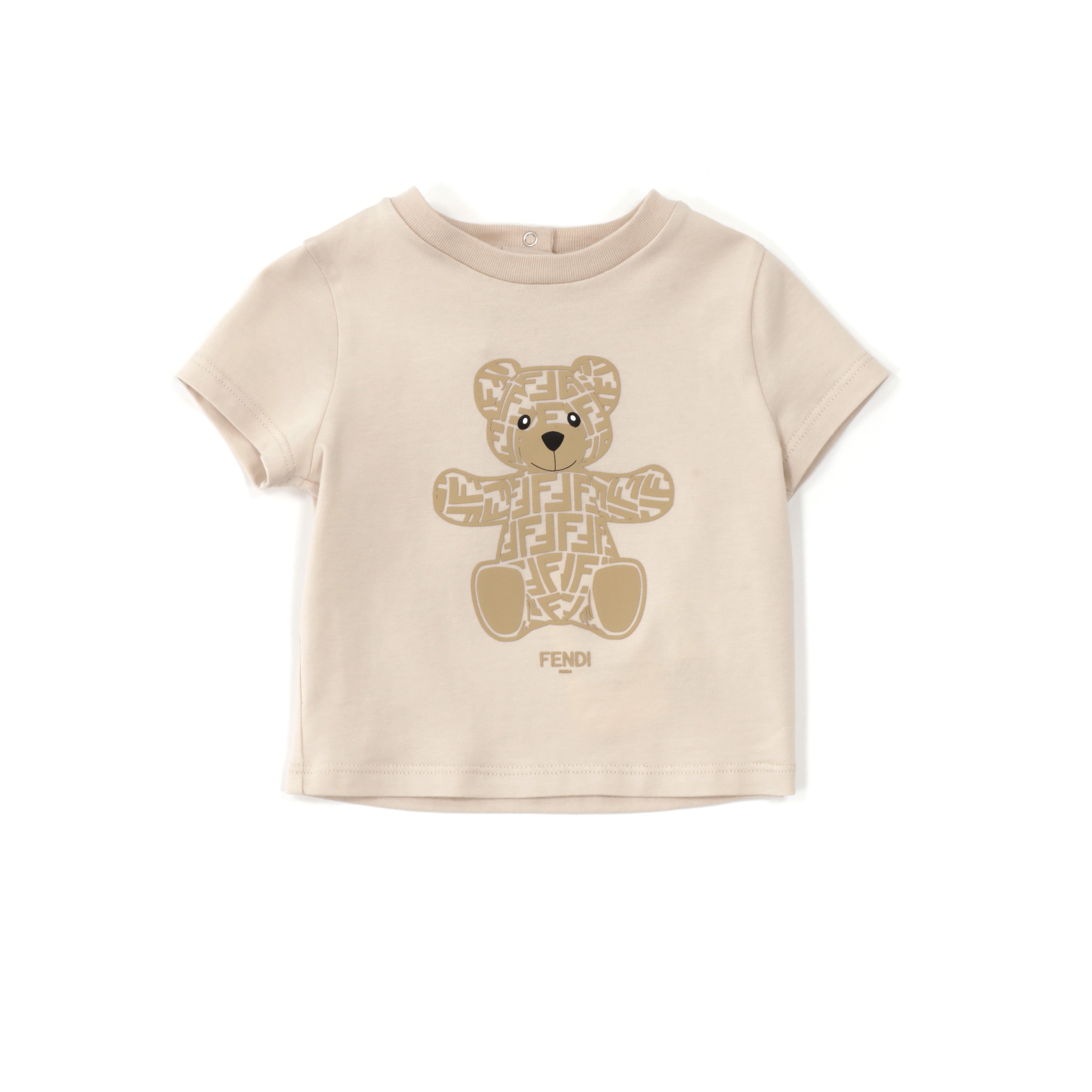 Baby Boys & Girls Beige Bear Cotton T-Shirt