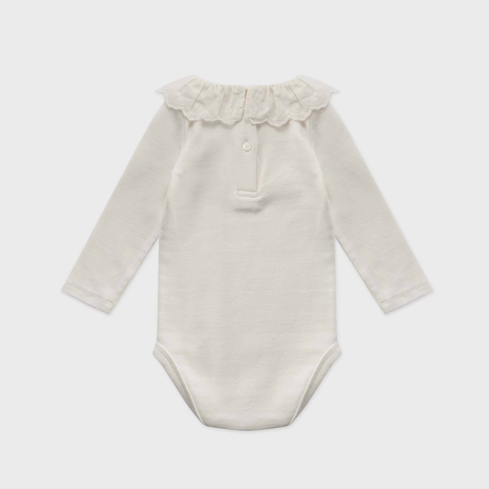 Baby Girls White Ruffled Cotton Babysuit