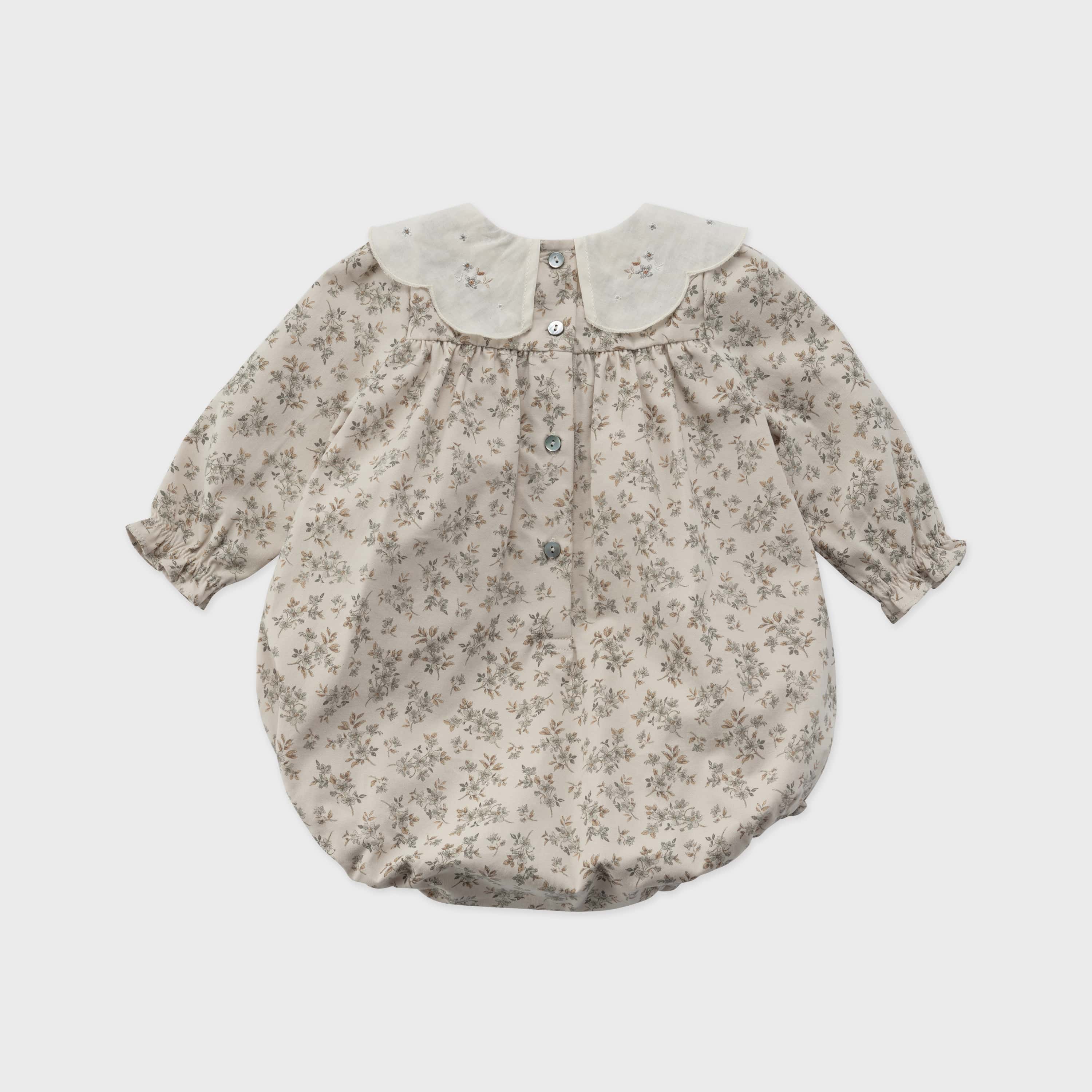 Baby Girls Beige Floral Cotton Babysuit