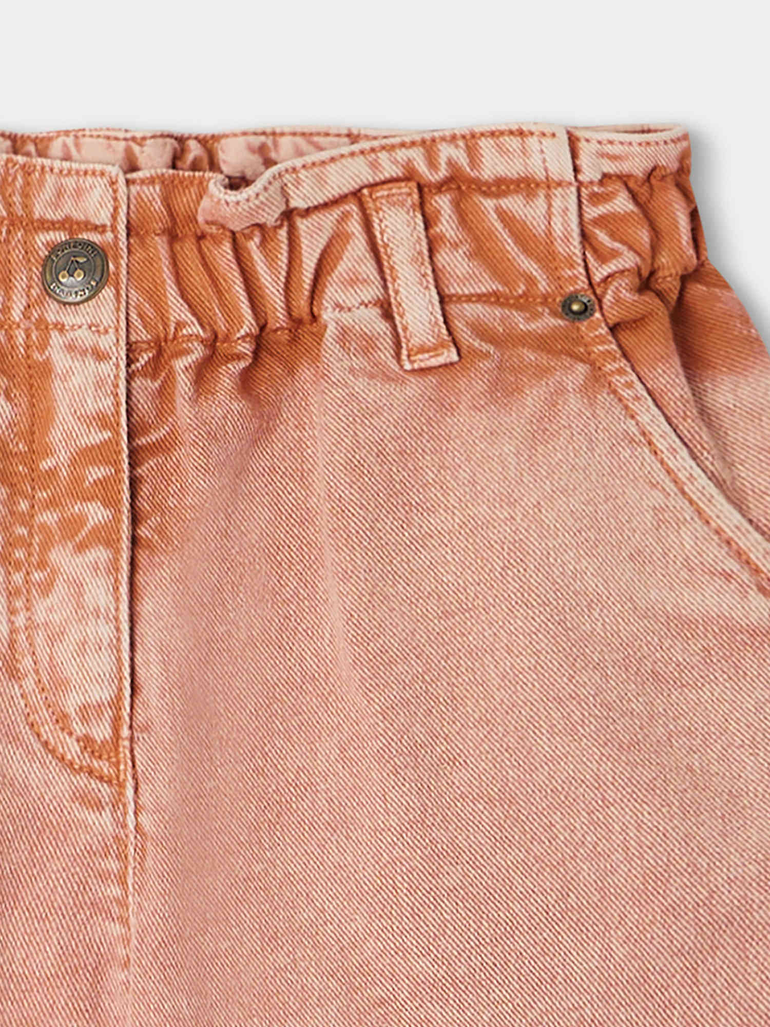 Girls Orange Cotton Shorts