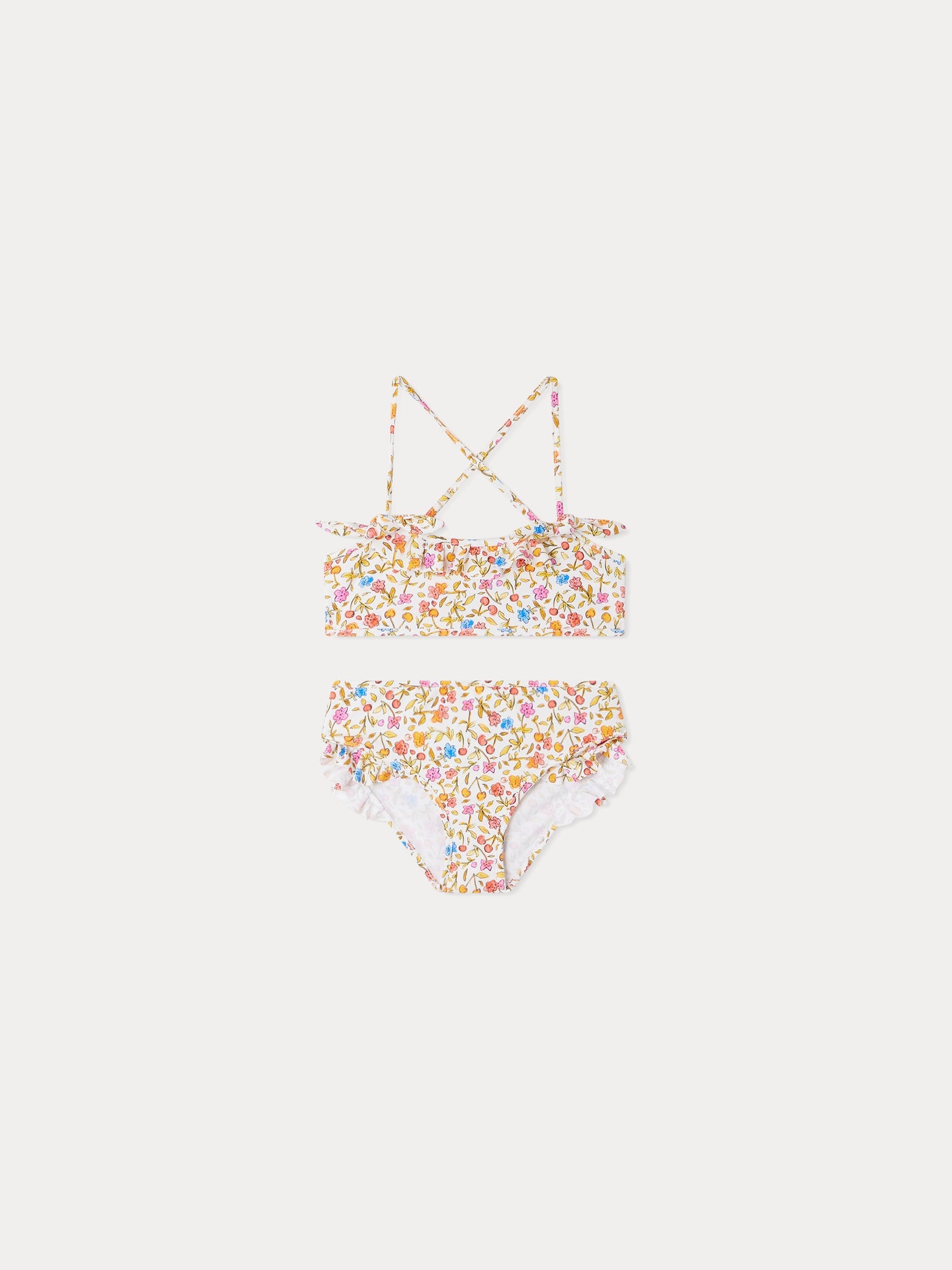 Girls Orange Floral Swimsuit
