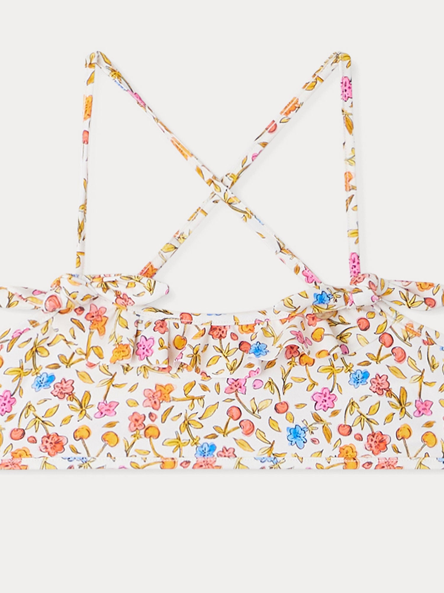Girls Orange Floral Swimsuit