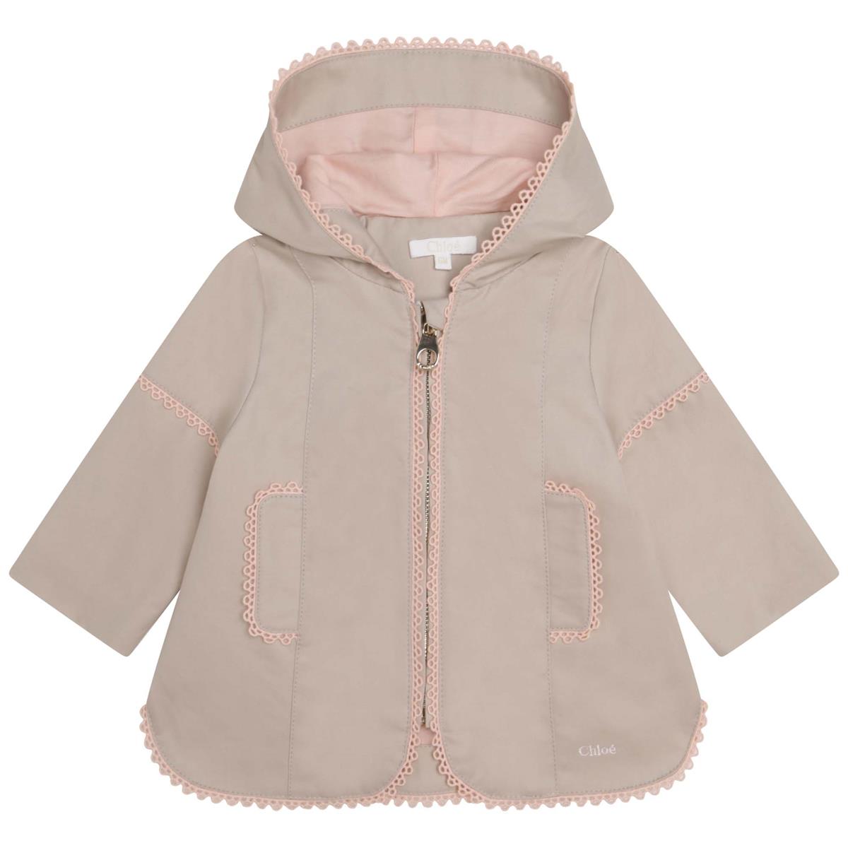 Baby Girls Beige Hooded Coat