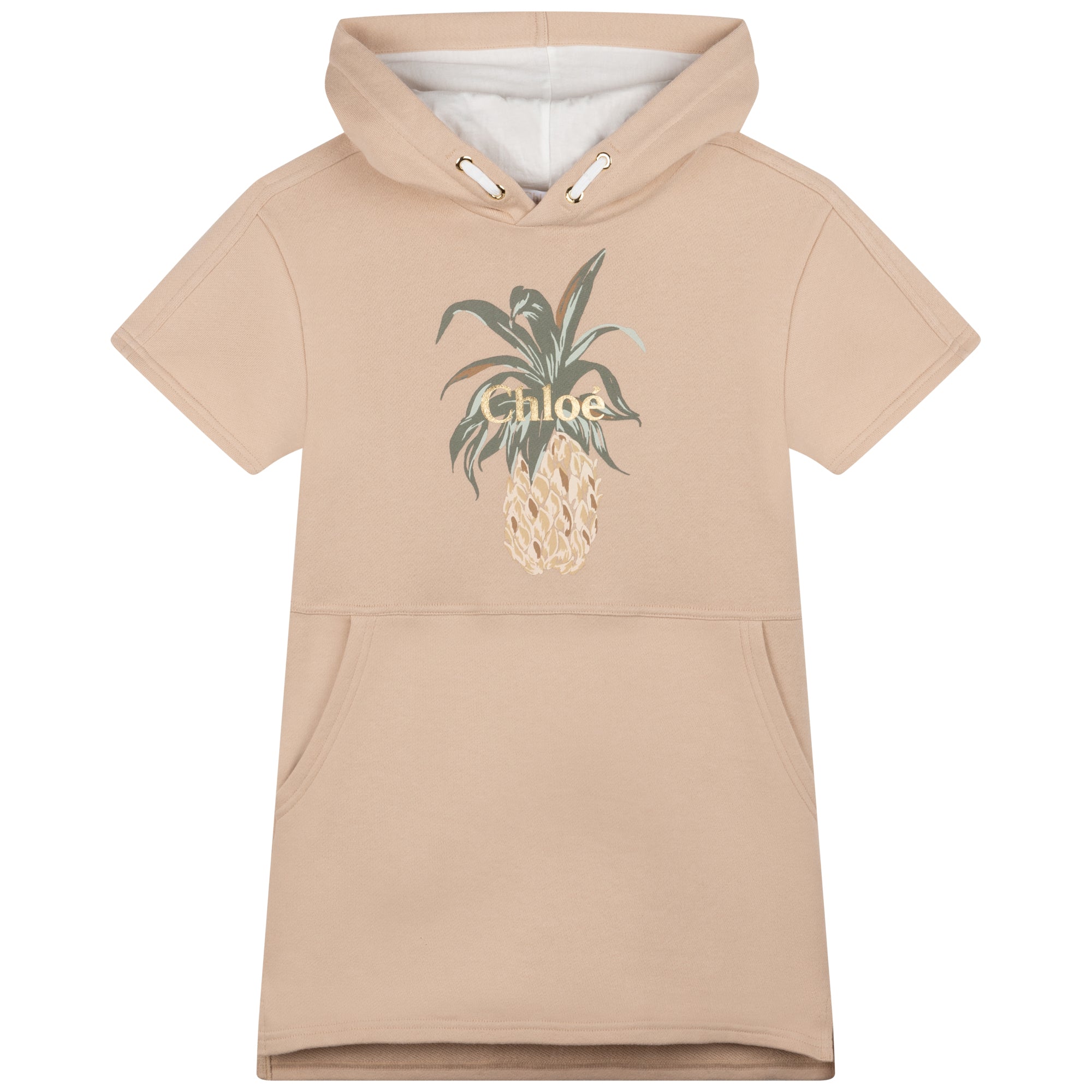 Girls Beige Cotton Dress