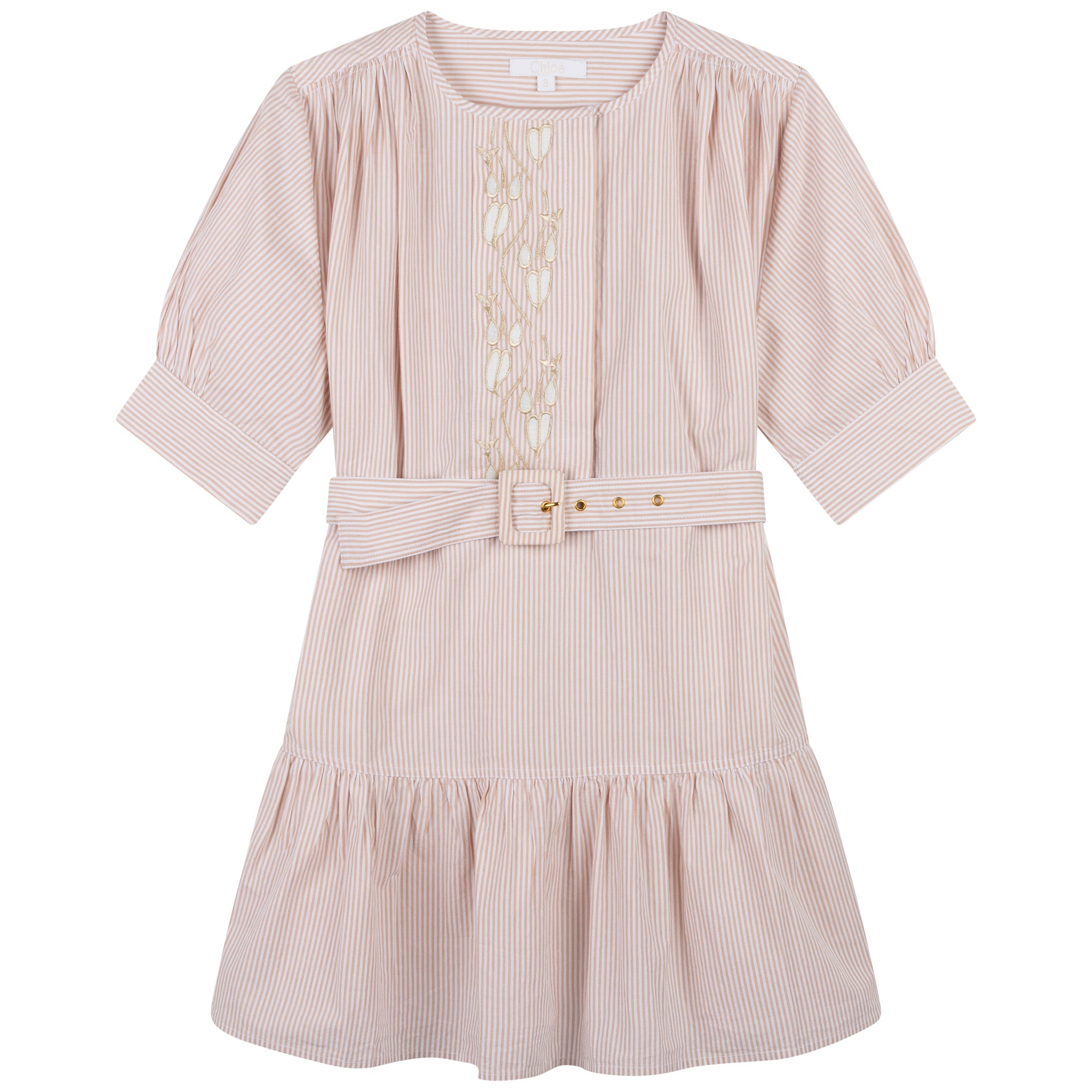 Girls Pink Stripe Cotton Dress