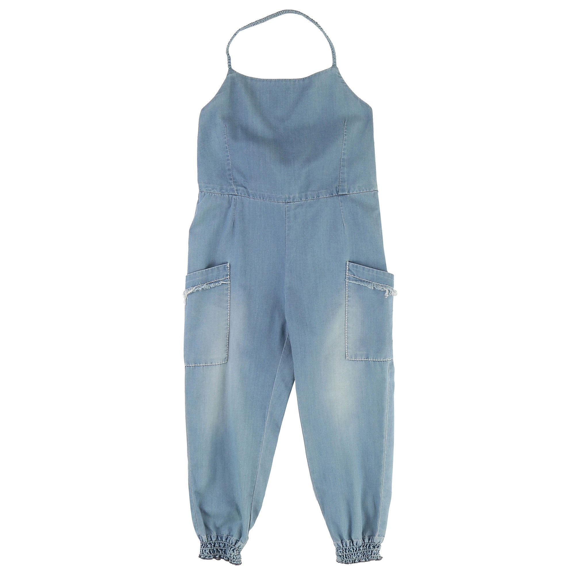 Girls Blue Chambray Dungaree - CÉMAROSE | Children's Fashion Store
