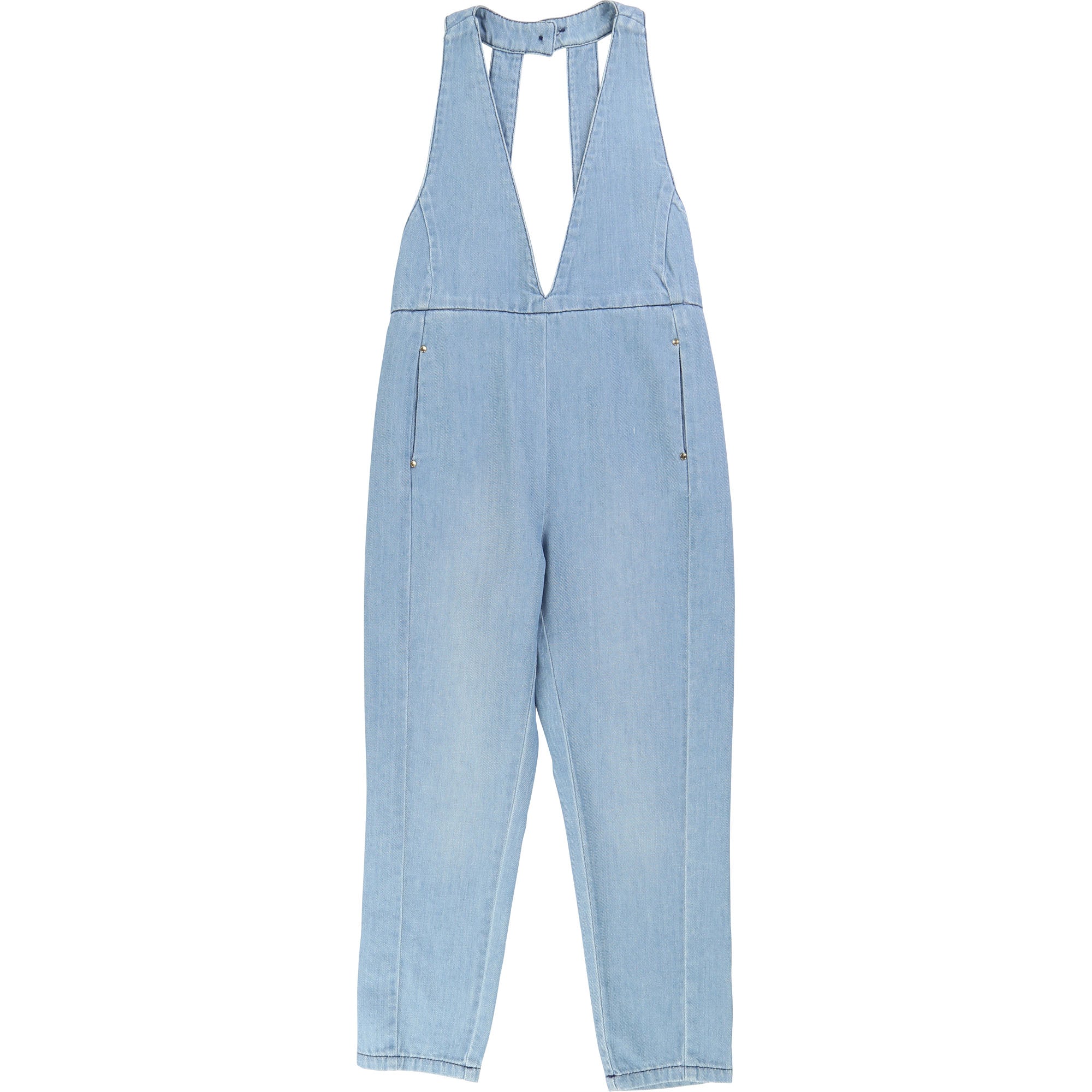 Girls Denim Blue Cotton Trousers