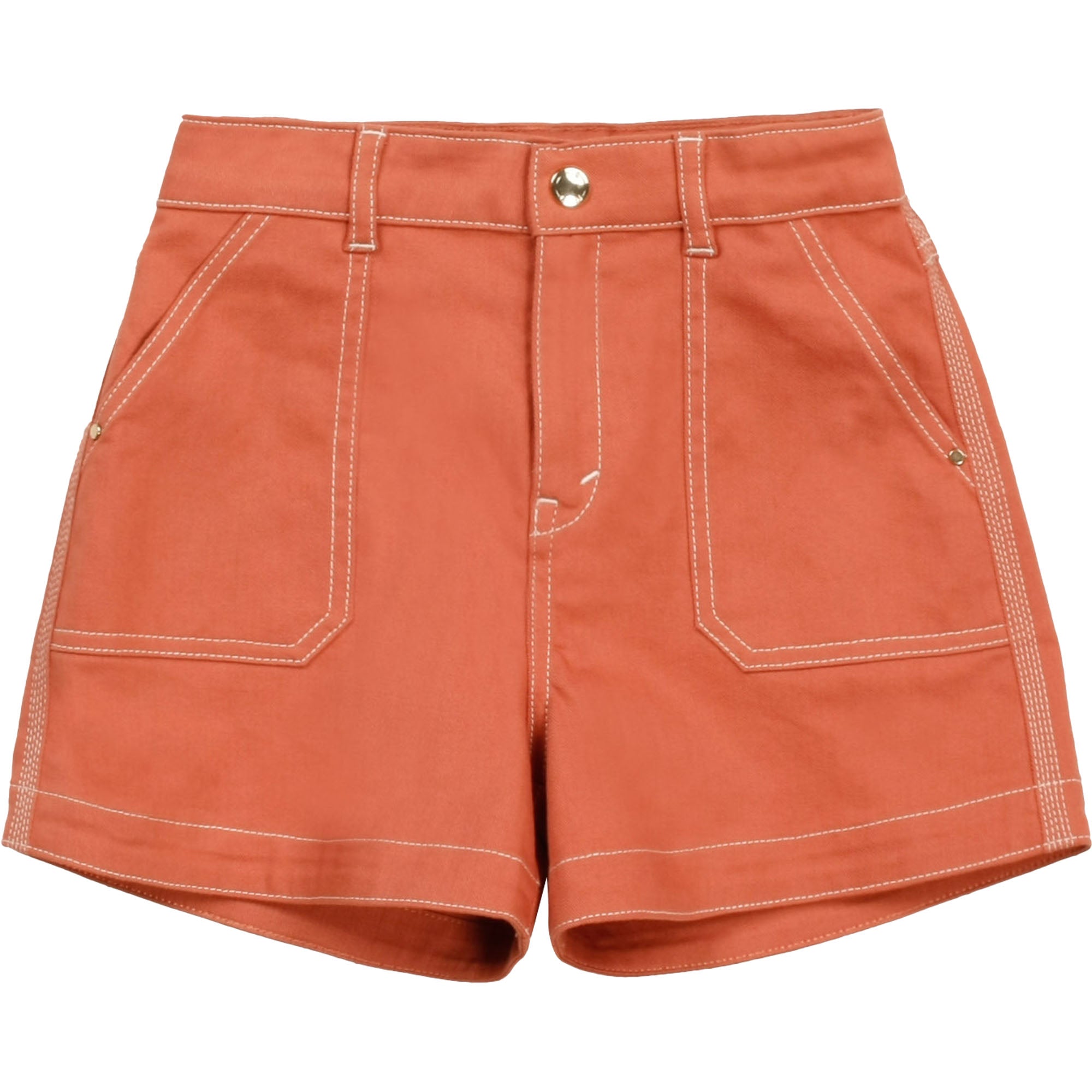 Girls Orange Cotton Shorts