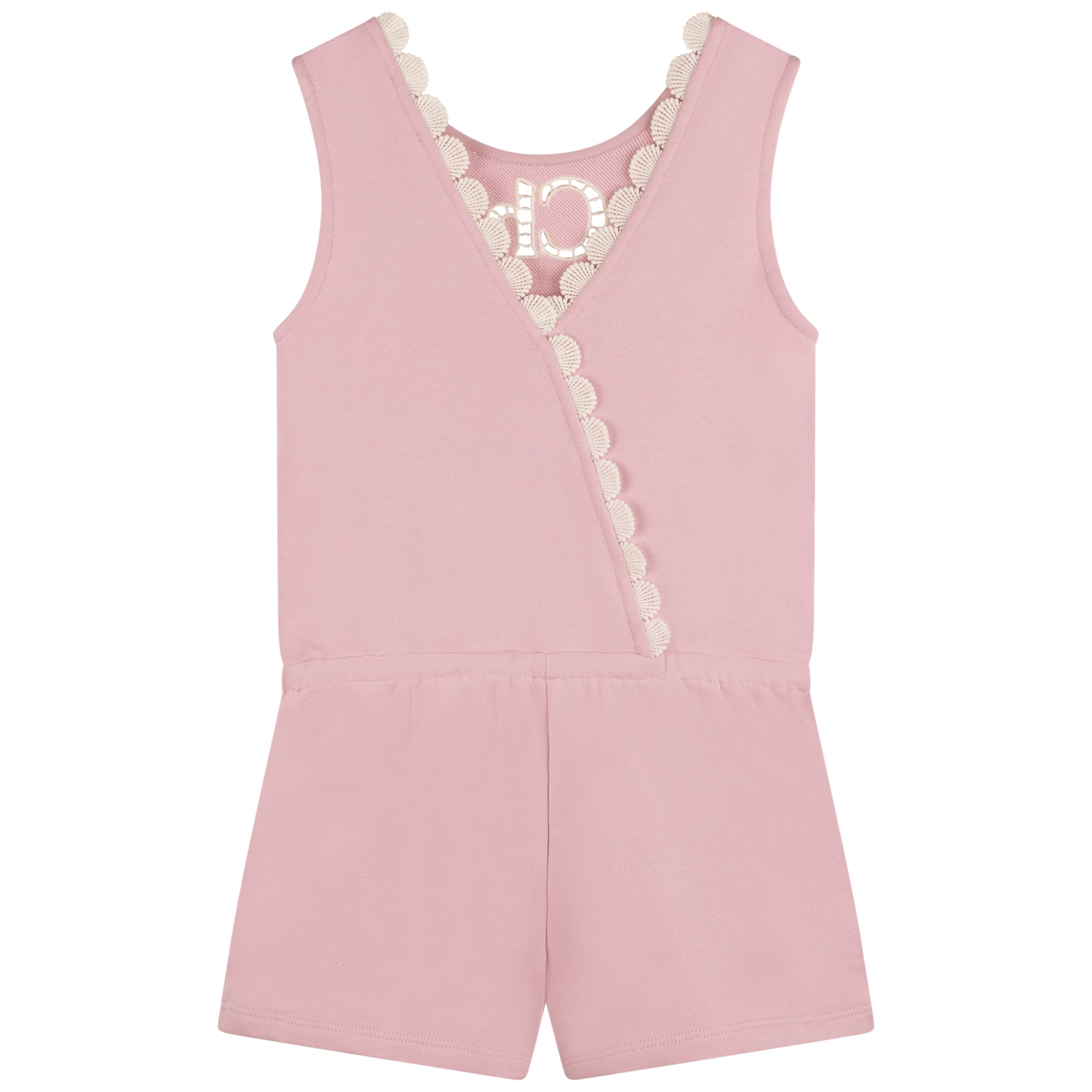 Girls Pink Cotton Jumpsuit