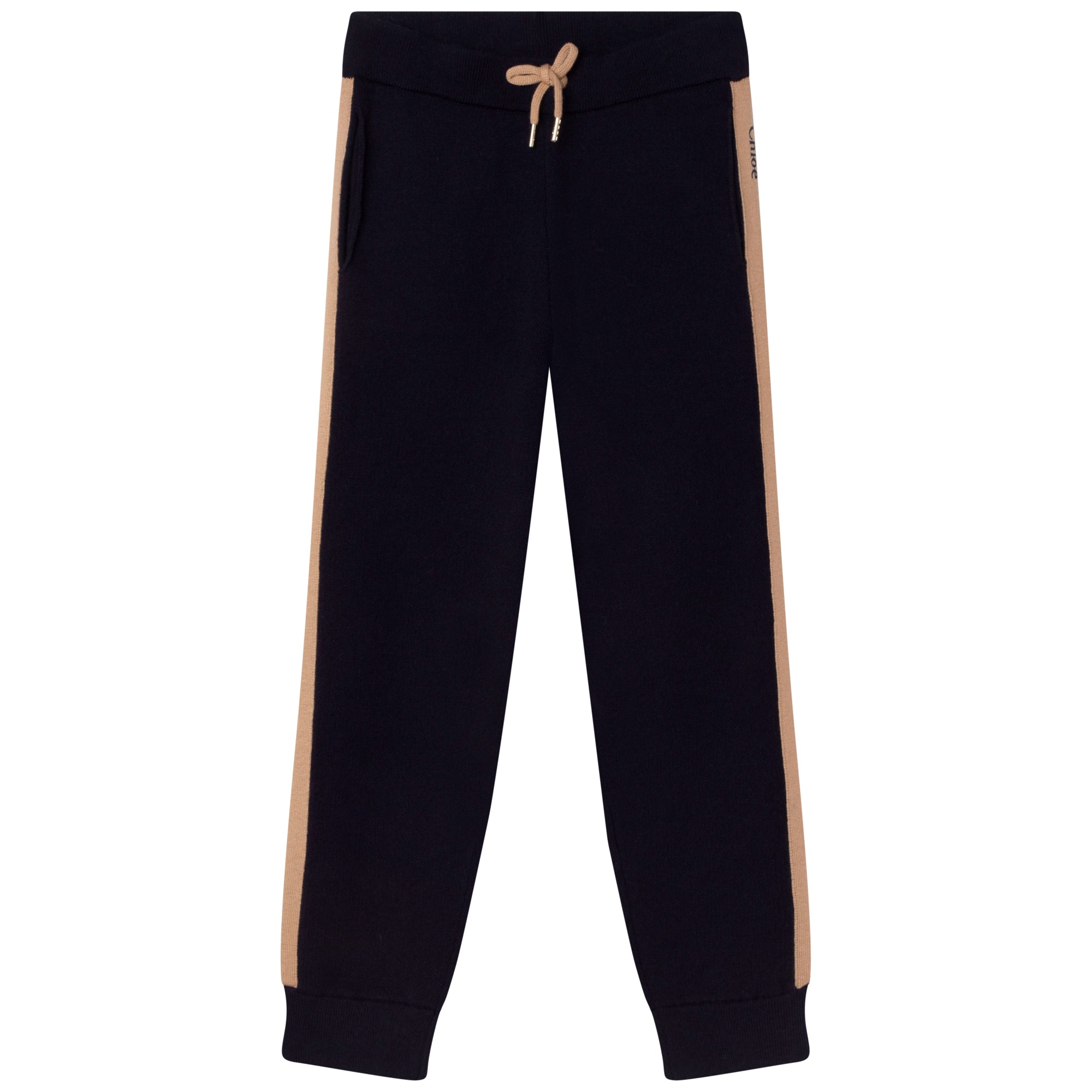 Girls Navy Logo Cotton Trousers