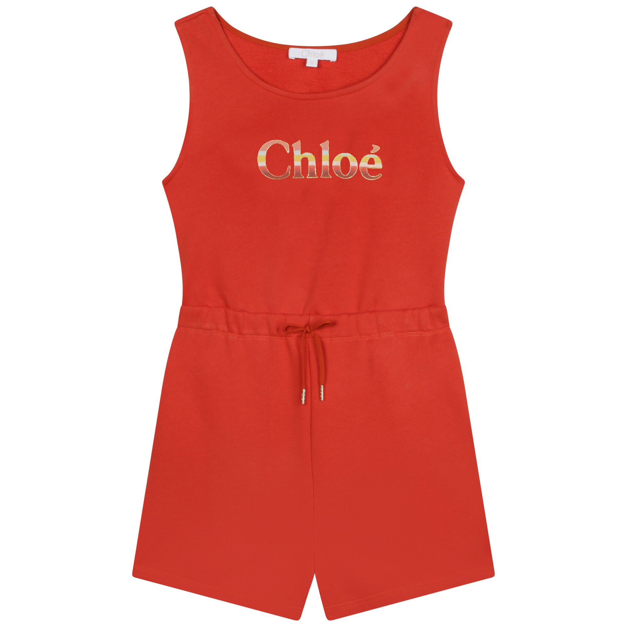 Girls Red Logo Cotton Jumpsuit