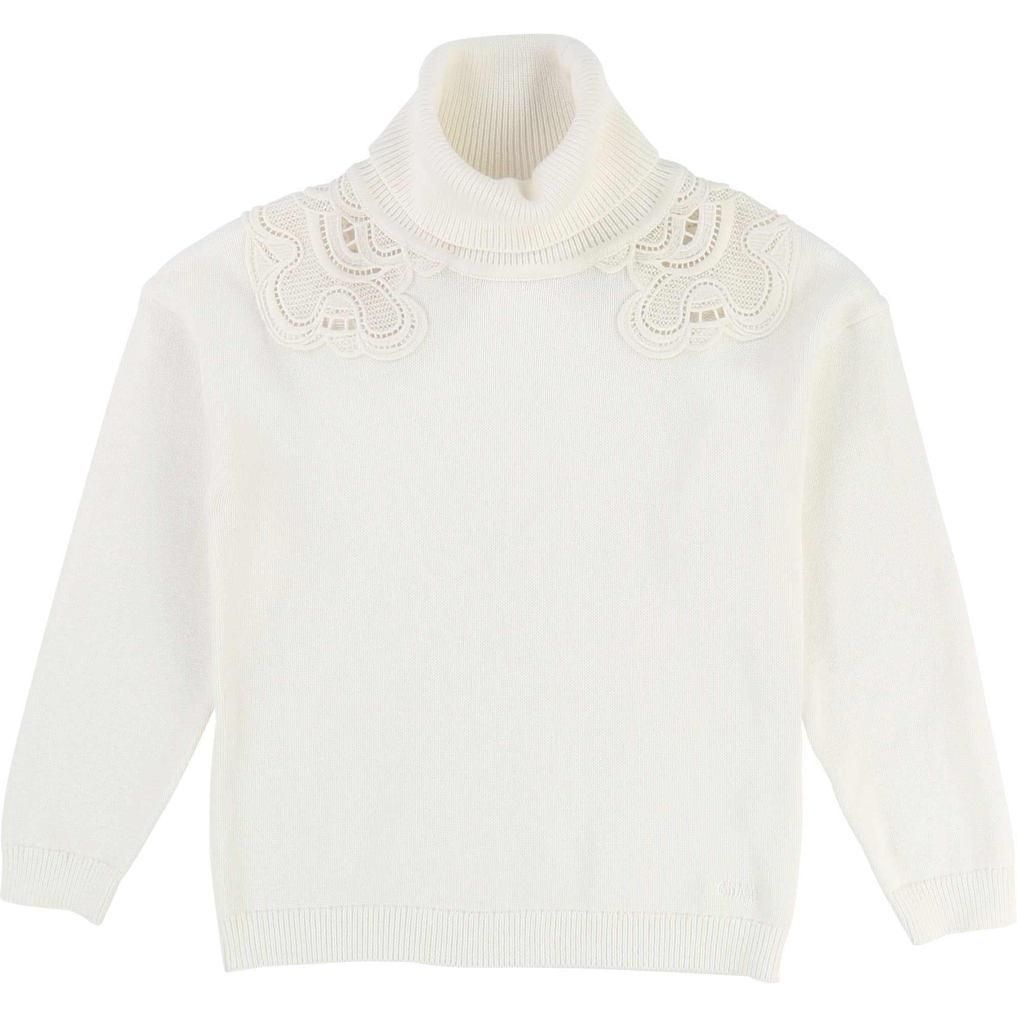 Girls Off White Cotton Sweater