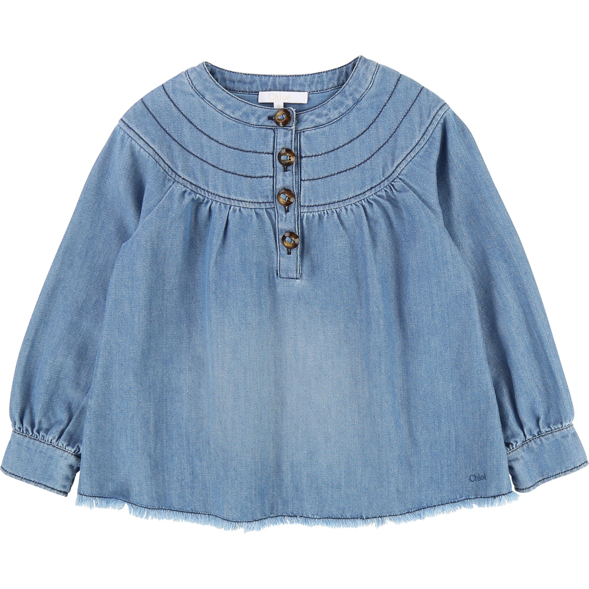 Girls Denim Blue Cotton Blouse