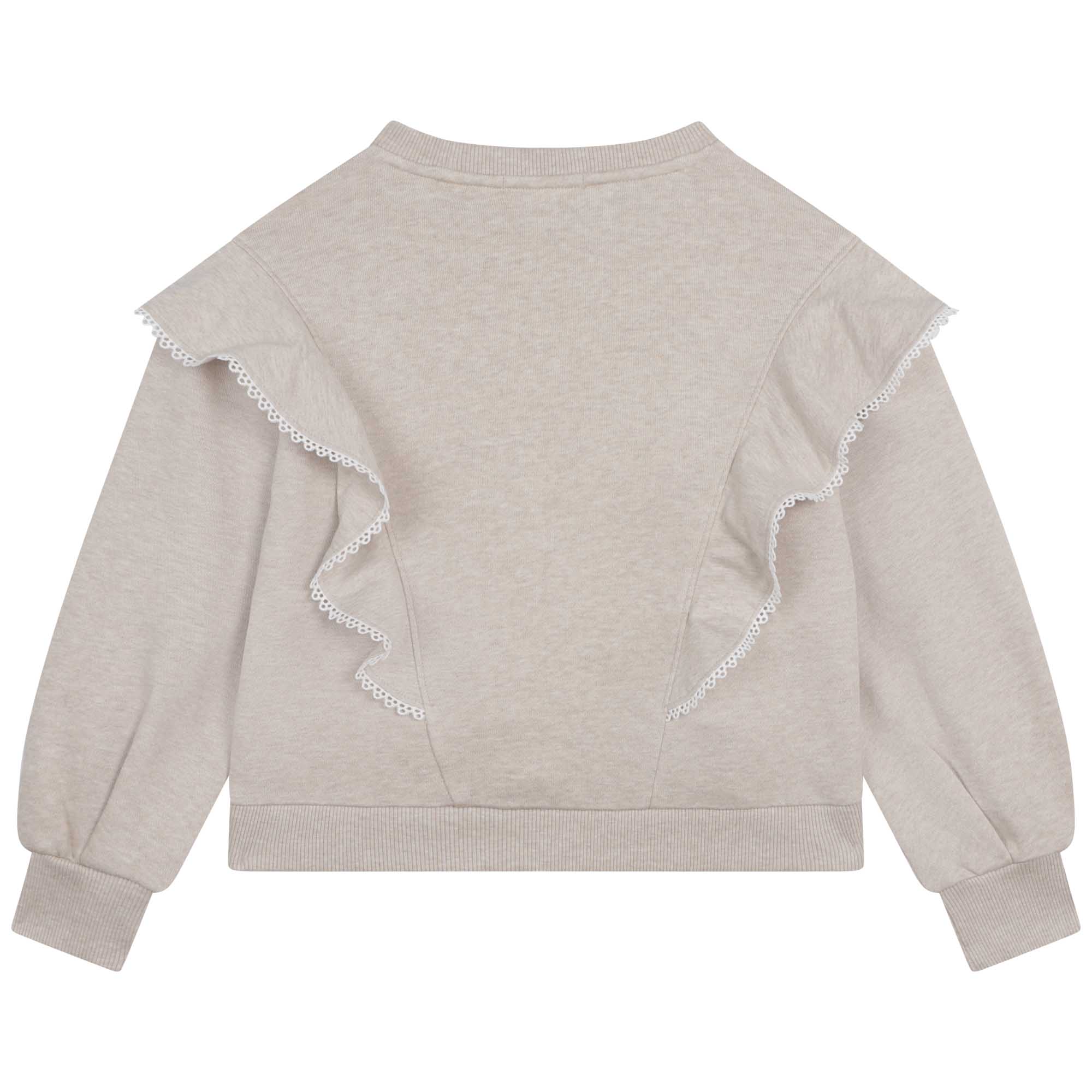 Girls Beige Cotton Sweatshirt