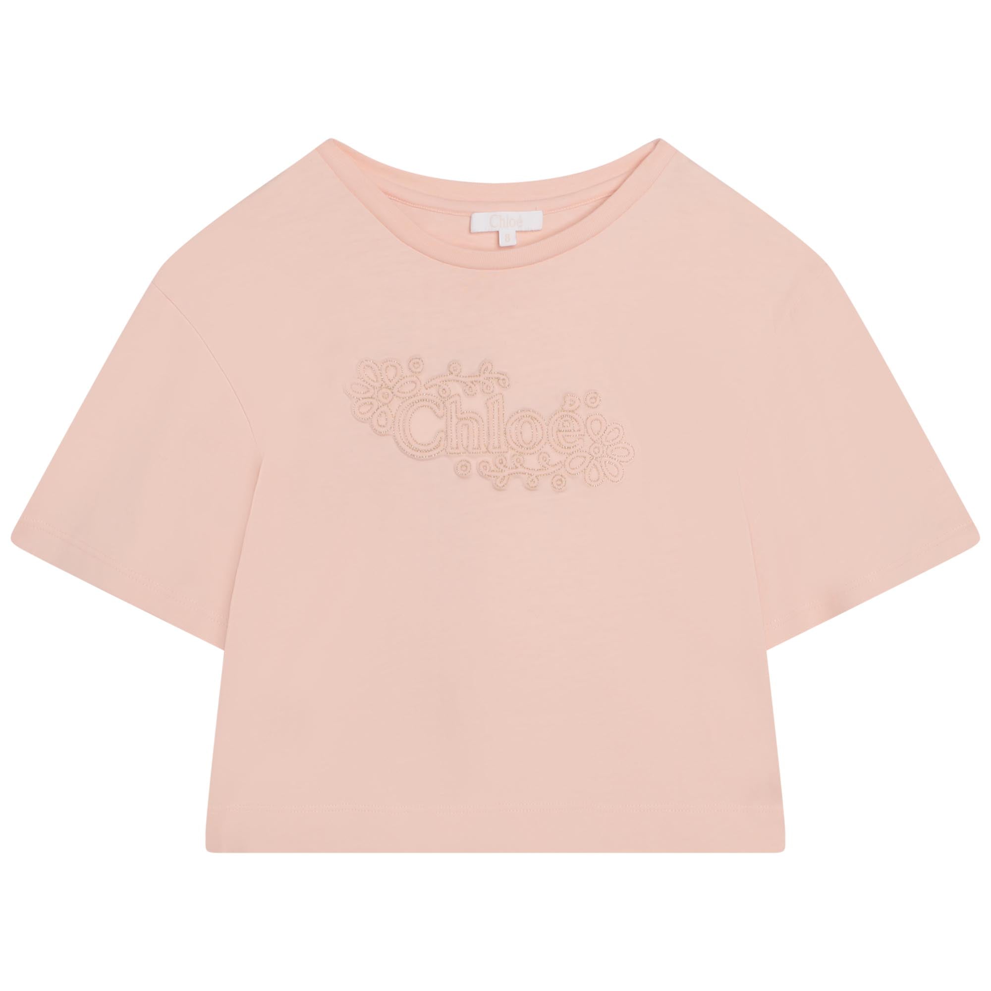 Girls Pink Logo Cotton T-Shirt