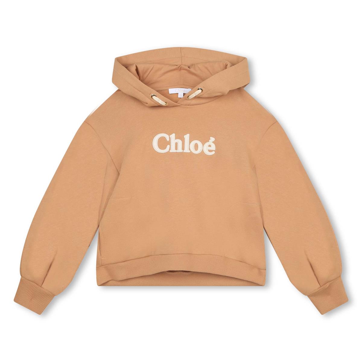 Girls Beige Logo Hooded Sweatshirt
