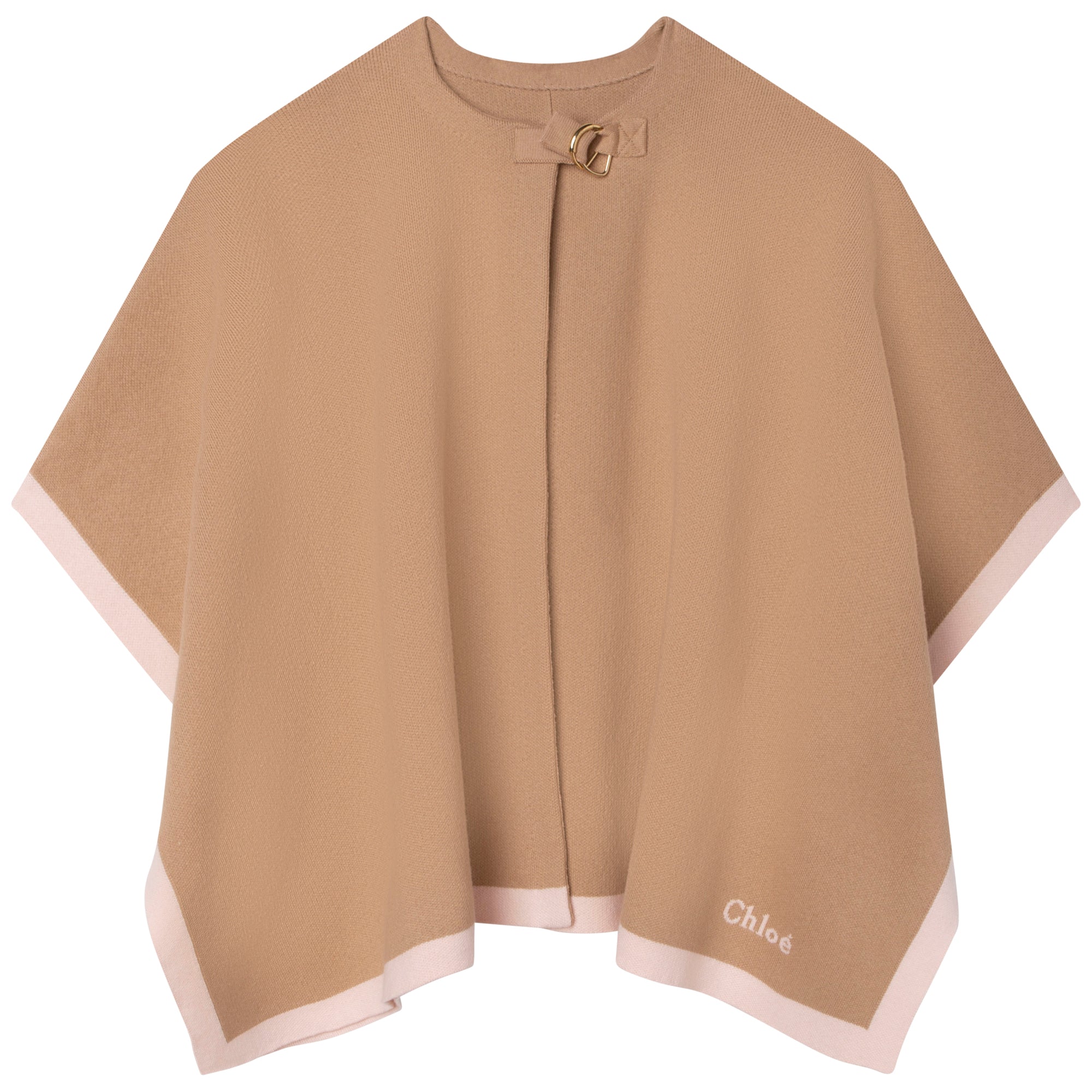 Girls Beige Logo Knitted Cape