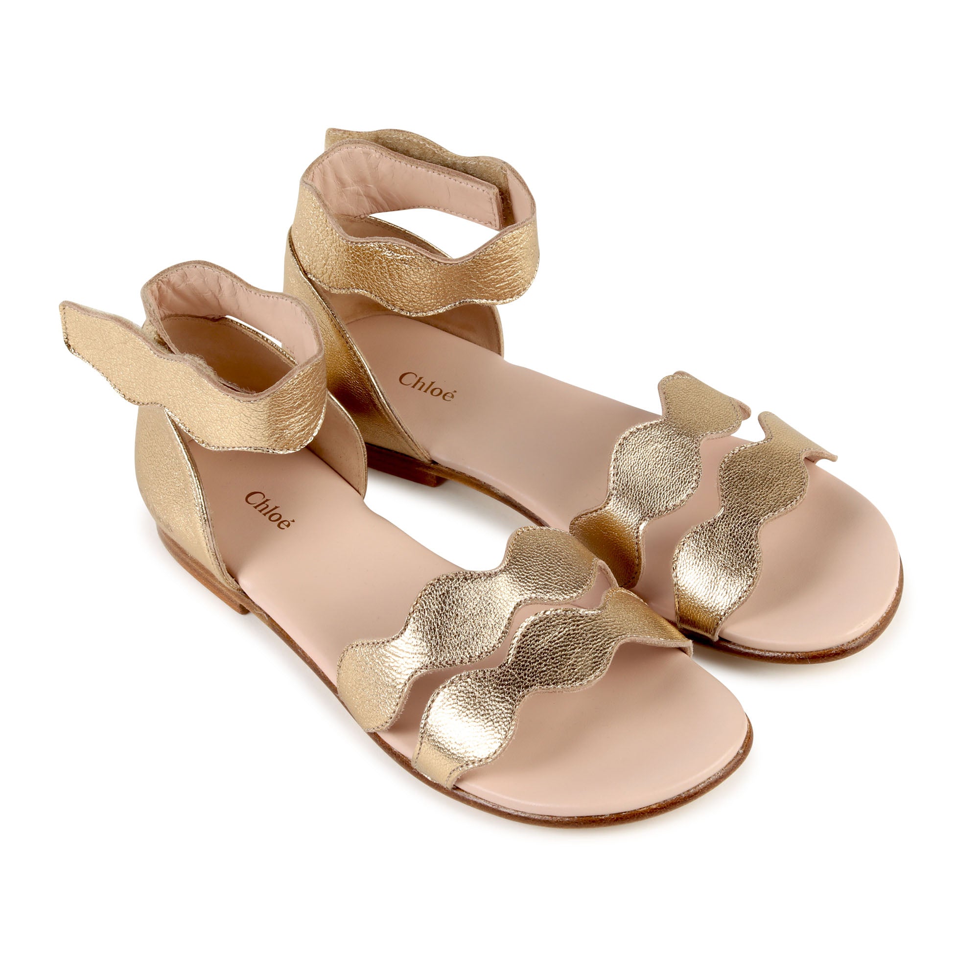 Girls Gold Leather Sandals