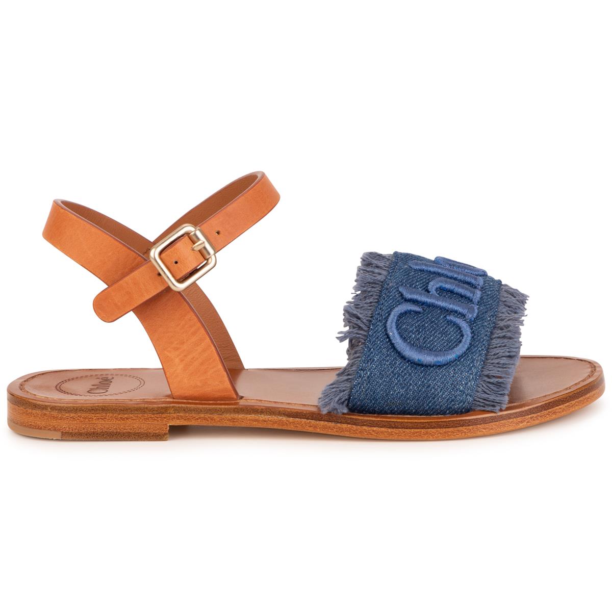 Baby Girls Blue Denim Logo Sandals