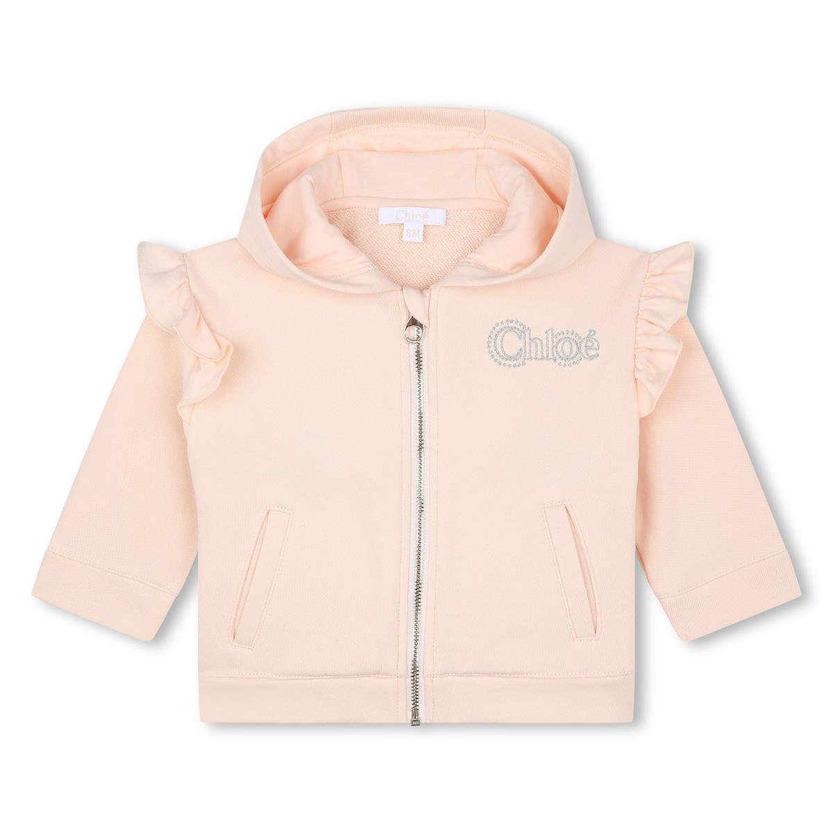Baby Girls Light Pink Cotton Zip-Up Top