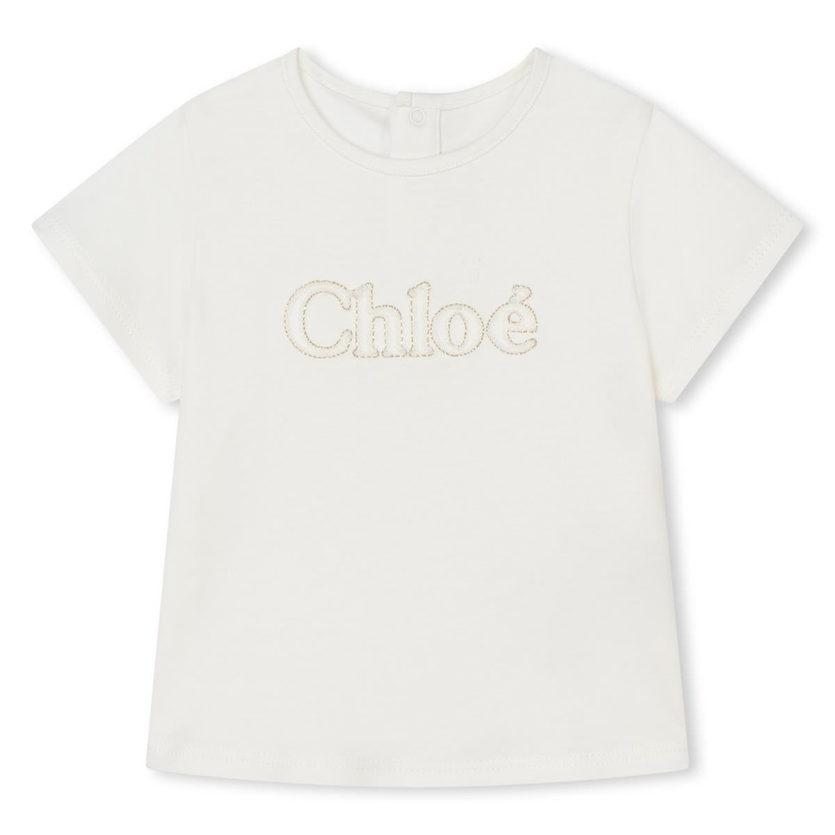 Baby Girls White Logo Cotton T-Shirt