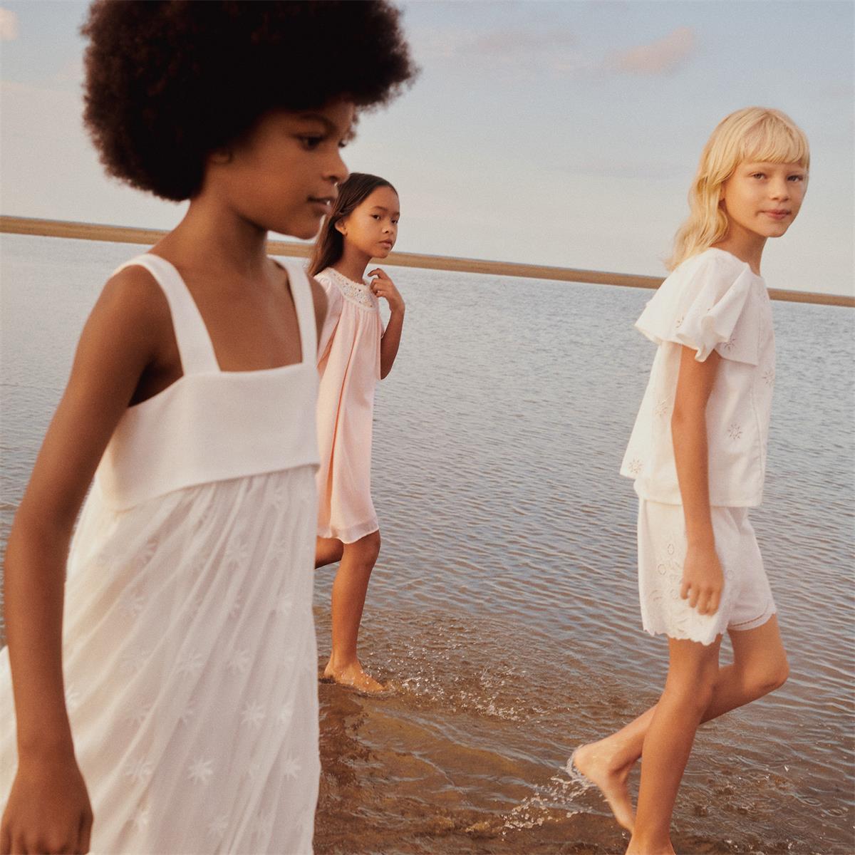 Girls White Embroidered Dress
