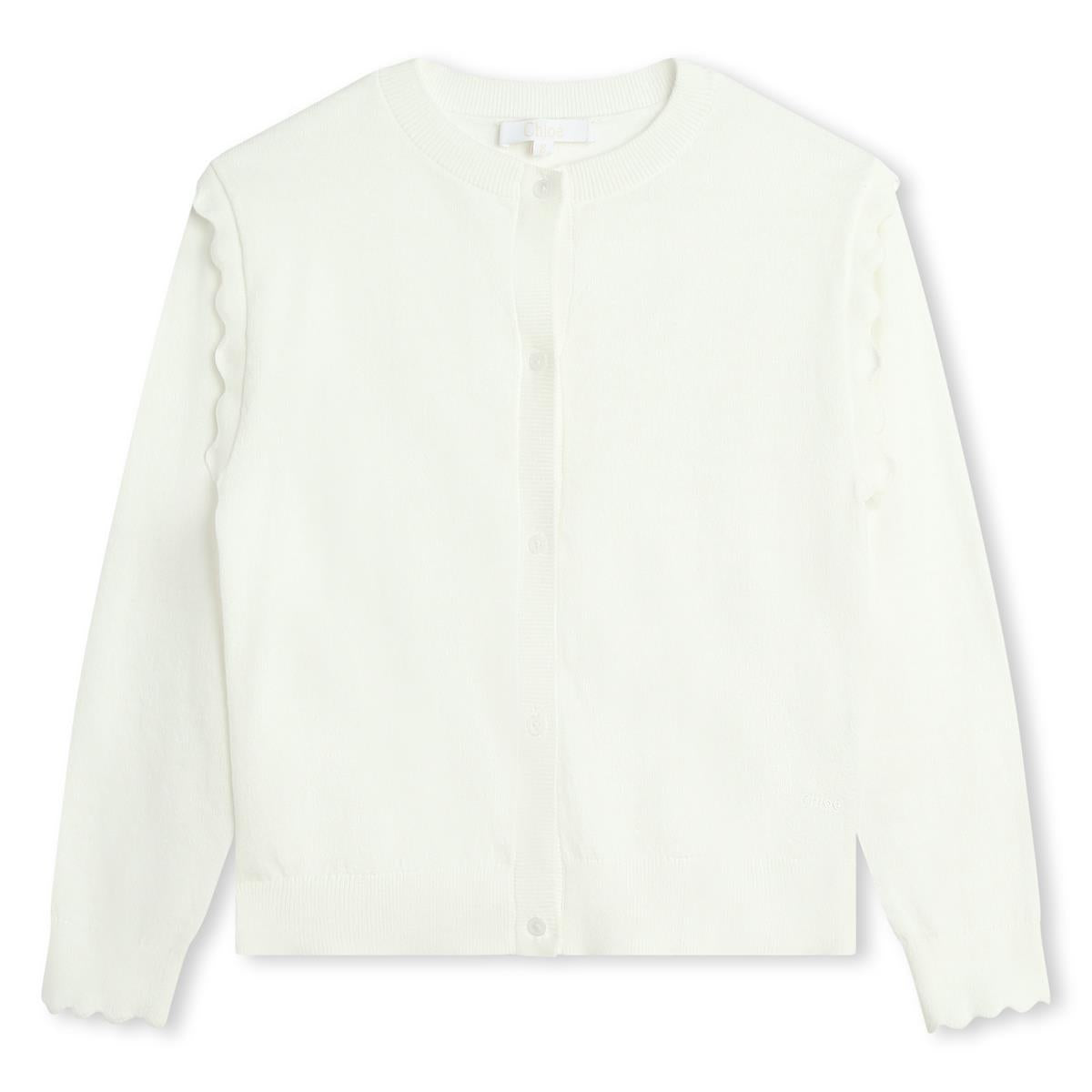 Girls White Cotton Cardigan