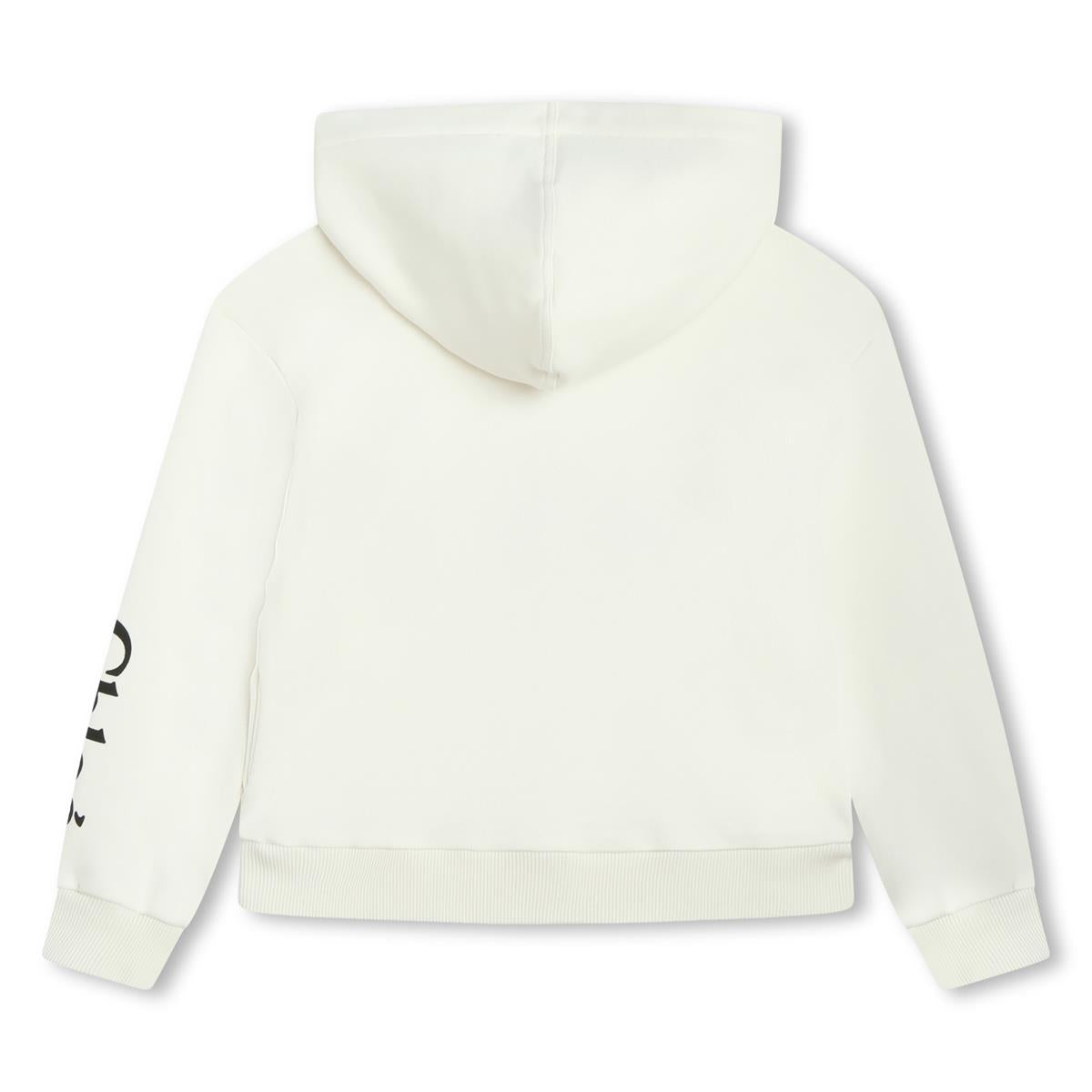 Girls White Hooded Cotton Sweatshirt