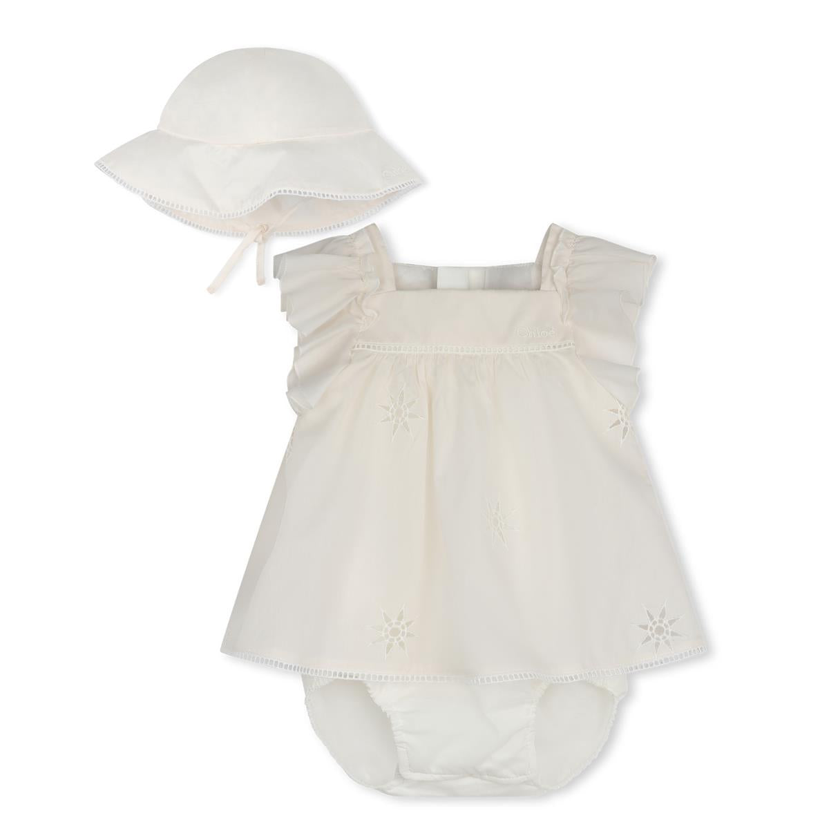 Baby Girls White Cotton Babysuit Set