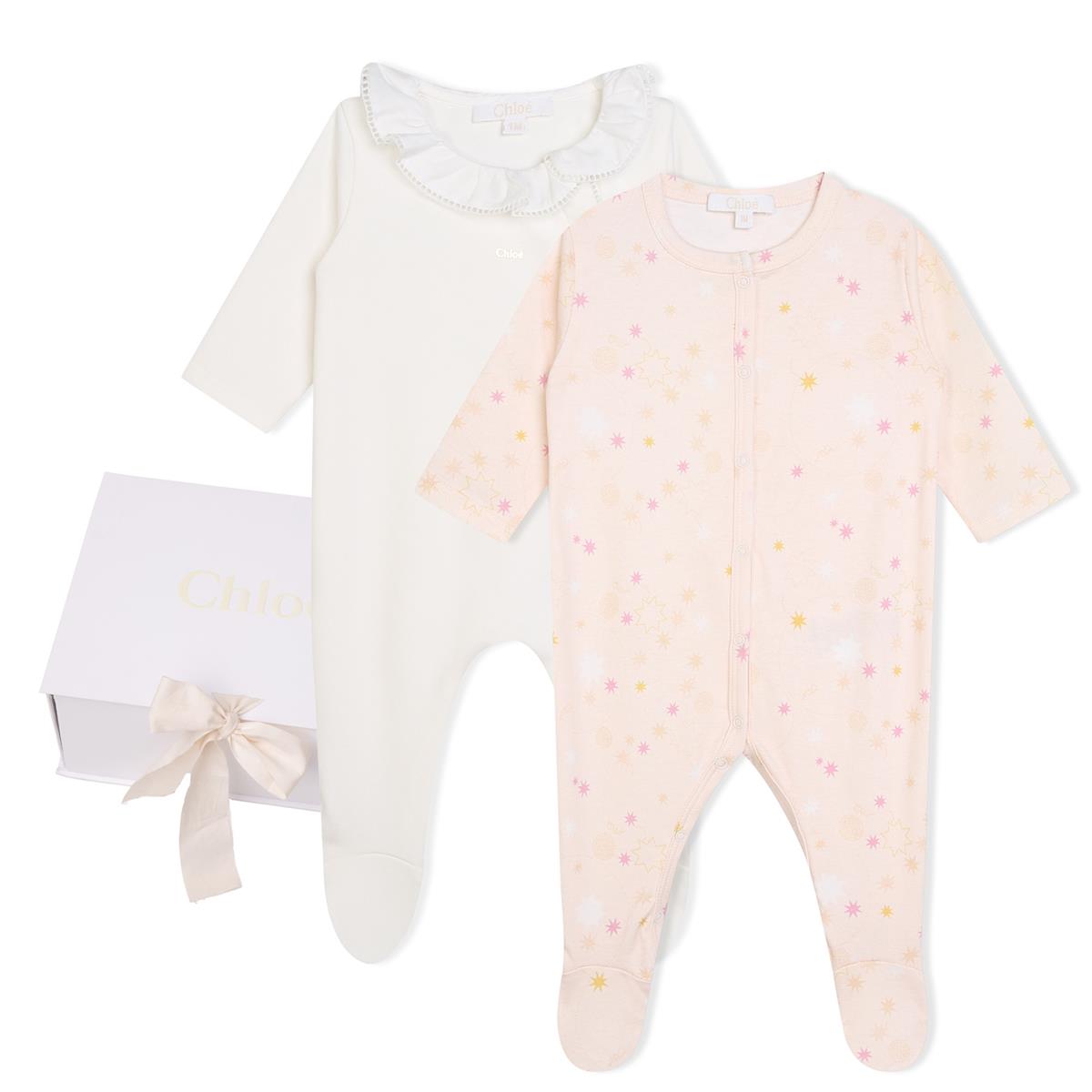 Baby Girls Pink Cotton Babysuit Set(2 Pack)