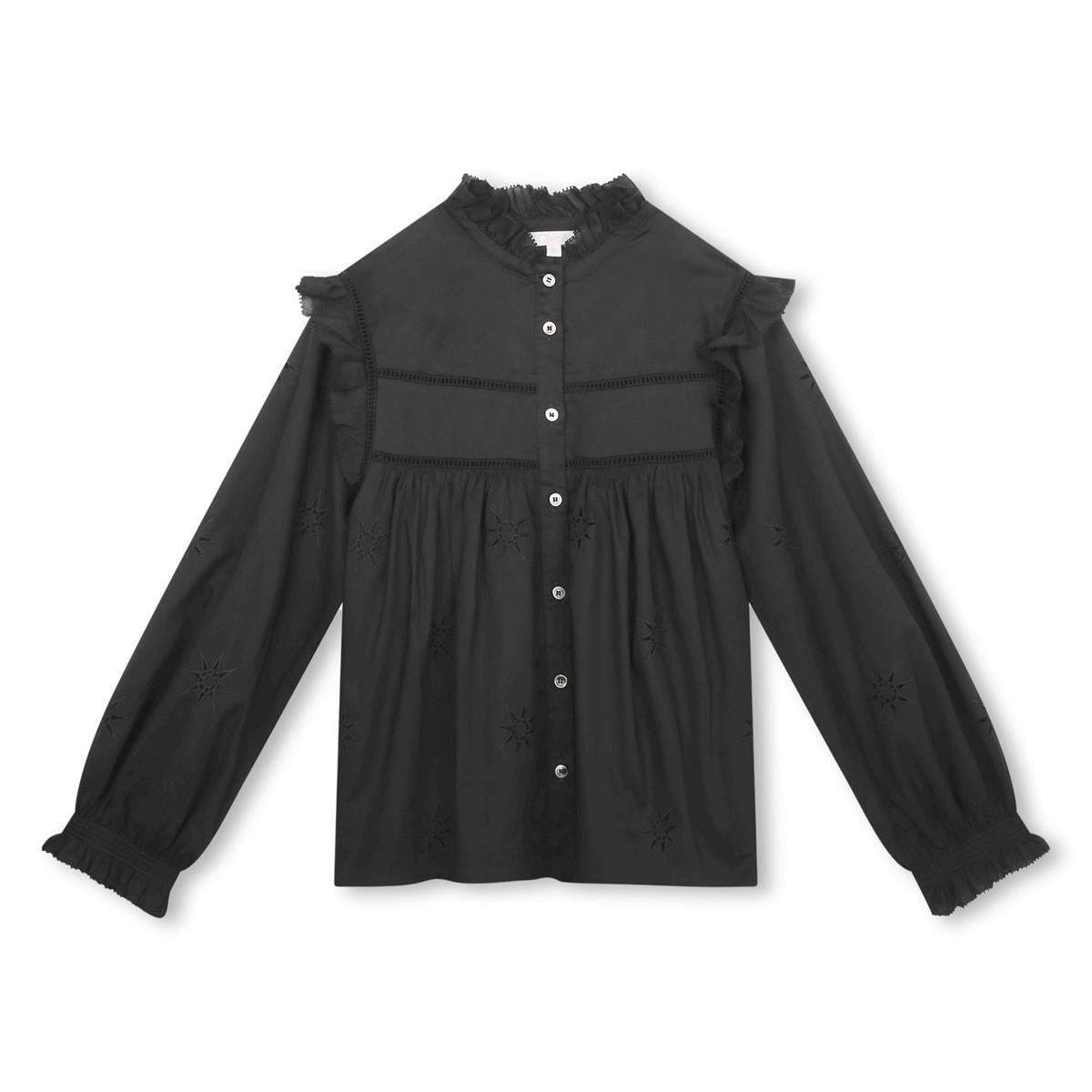 Girls Black Cotton Shirt