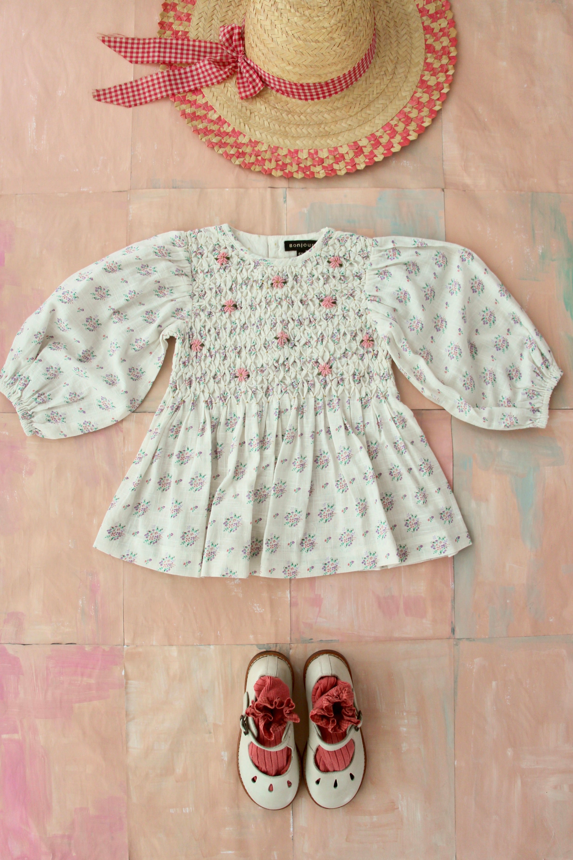 Girls White Floral Top