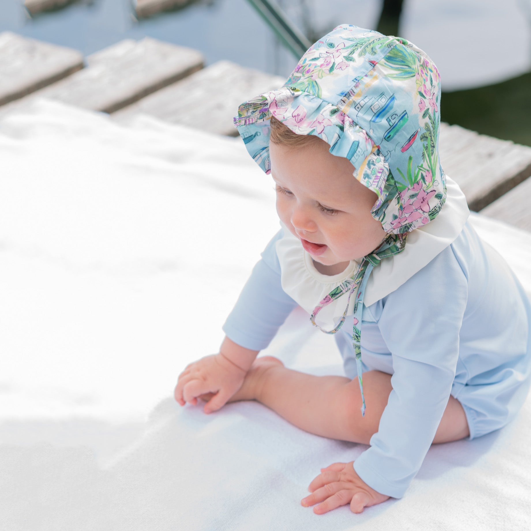 Baby Girls Light Blue UV Protective Swim Babysuit(UPF50+)